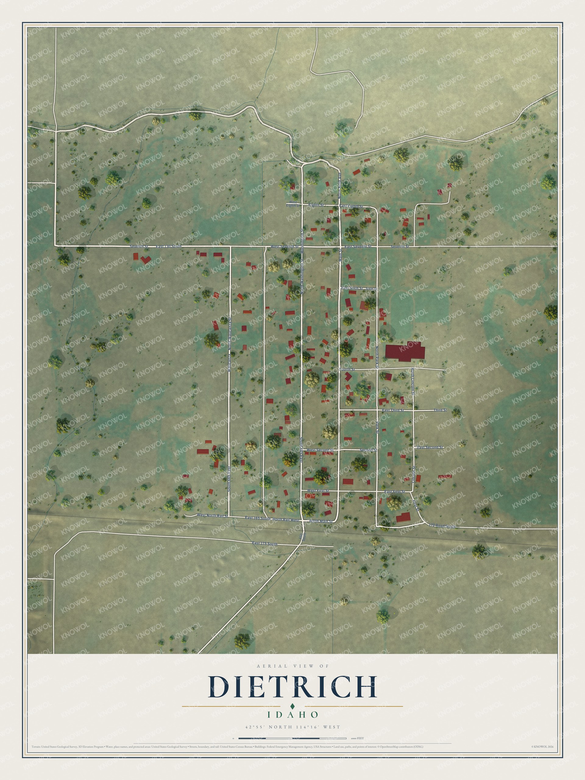 Watermarked full-map preview of Dietrich, Idaho