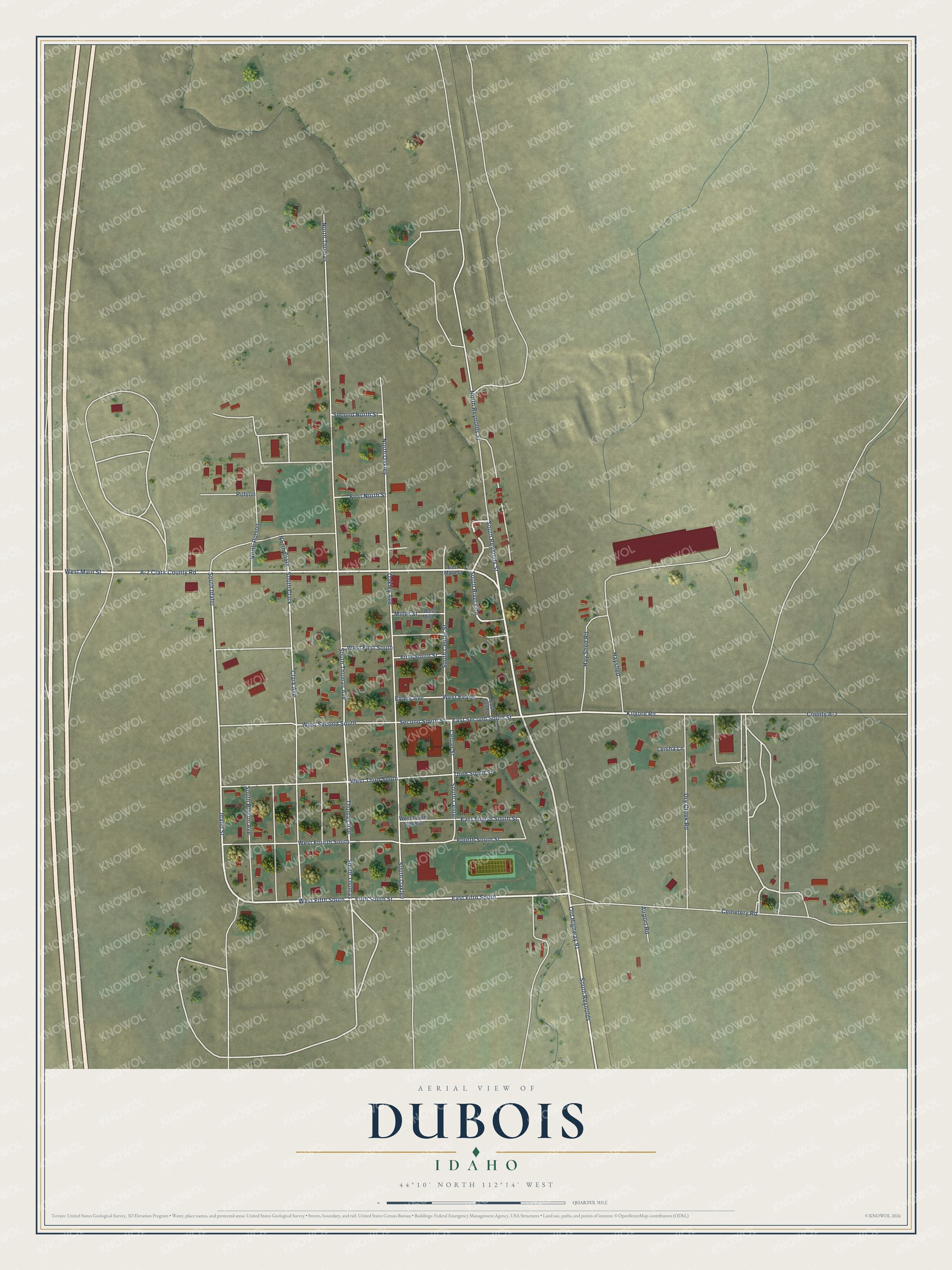 Watermarked full-map preview of Dubois, Idaho
