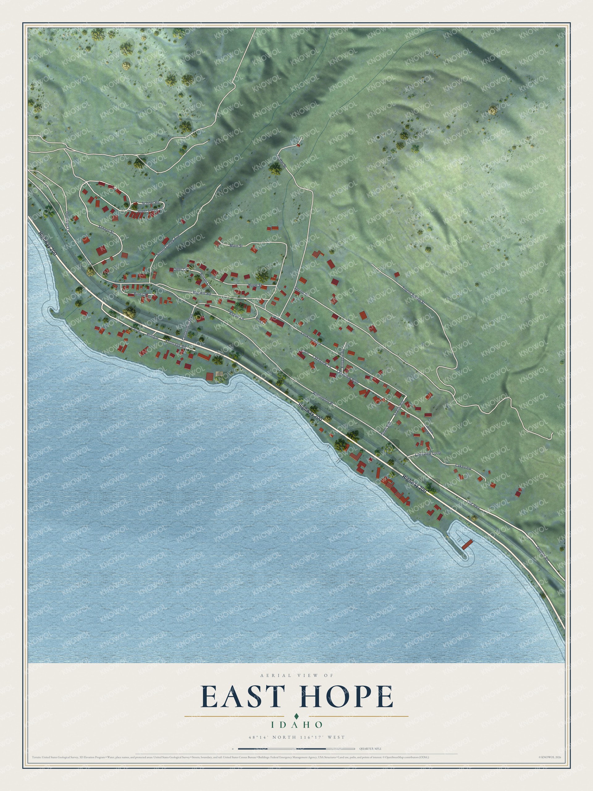 Watermarked full-map preview of East Hope, Idaho