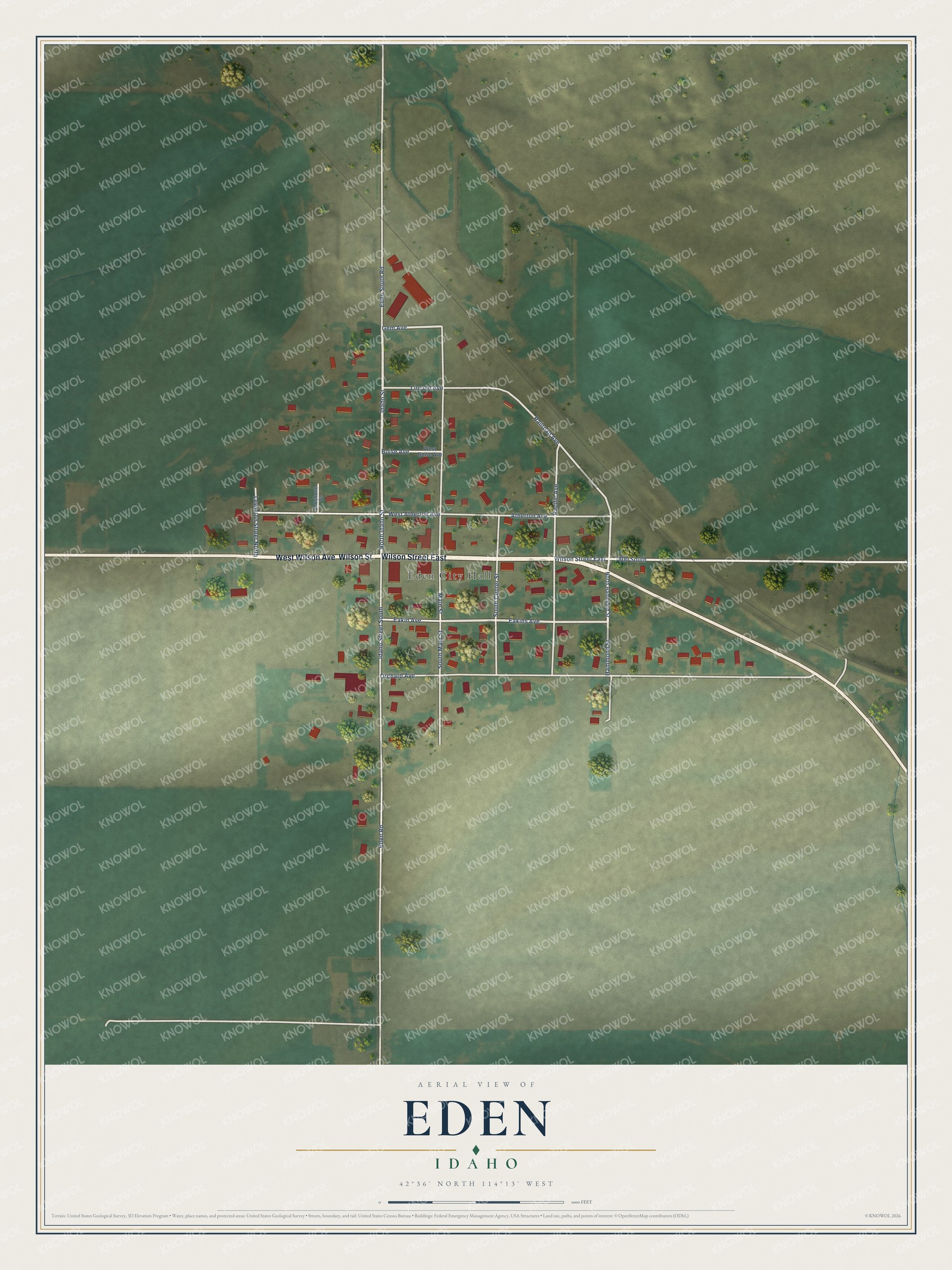 Watermarked full-map preview of Eden, Idaho
