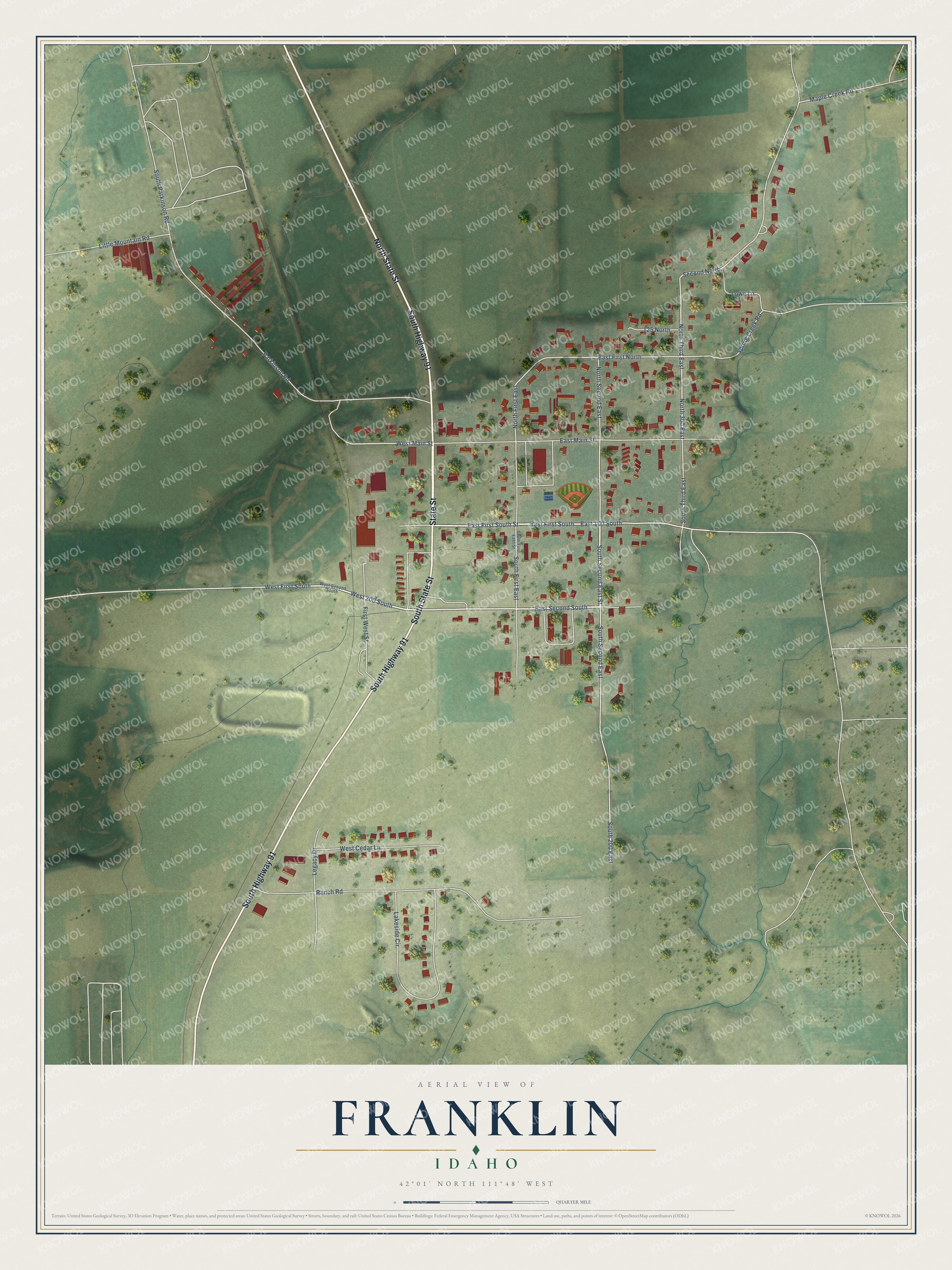 Watermarked full-map preview of Franklin, Idaho