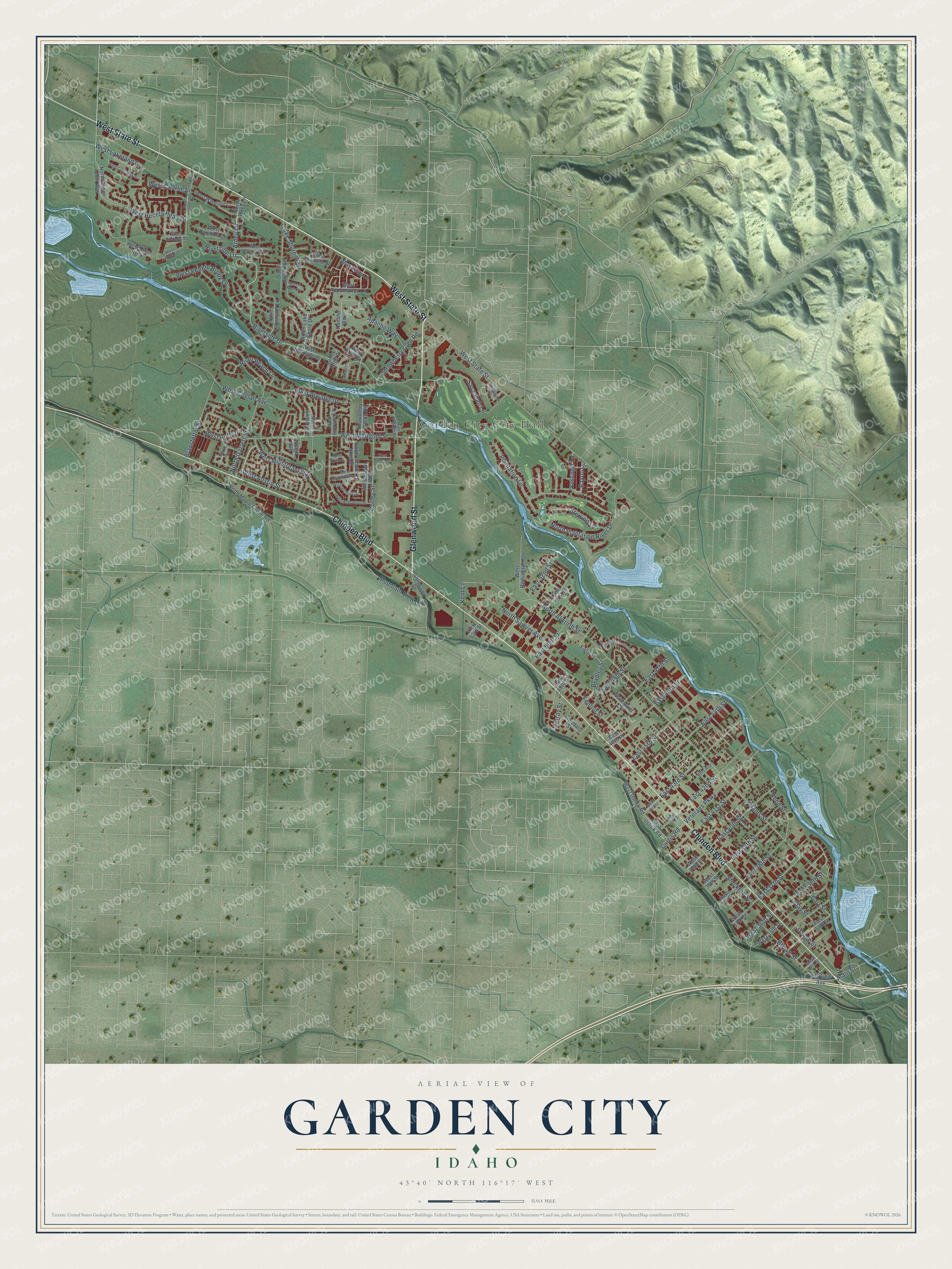Watermarked full-map preview of Garden City, Idaho