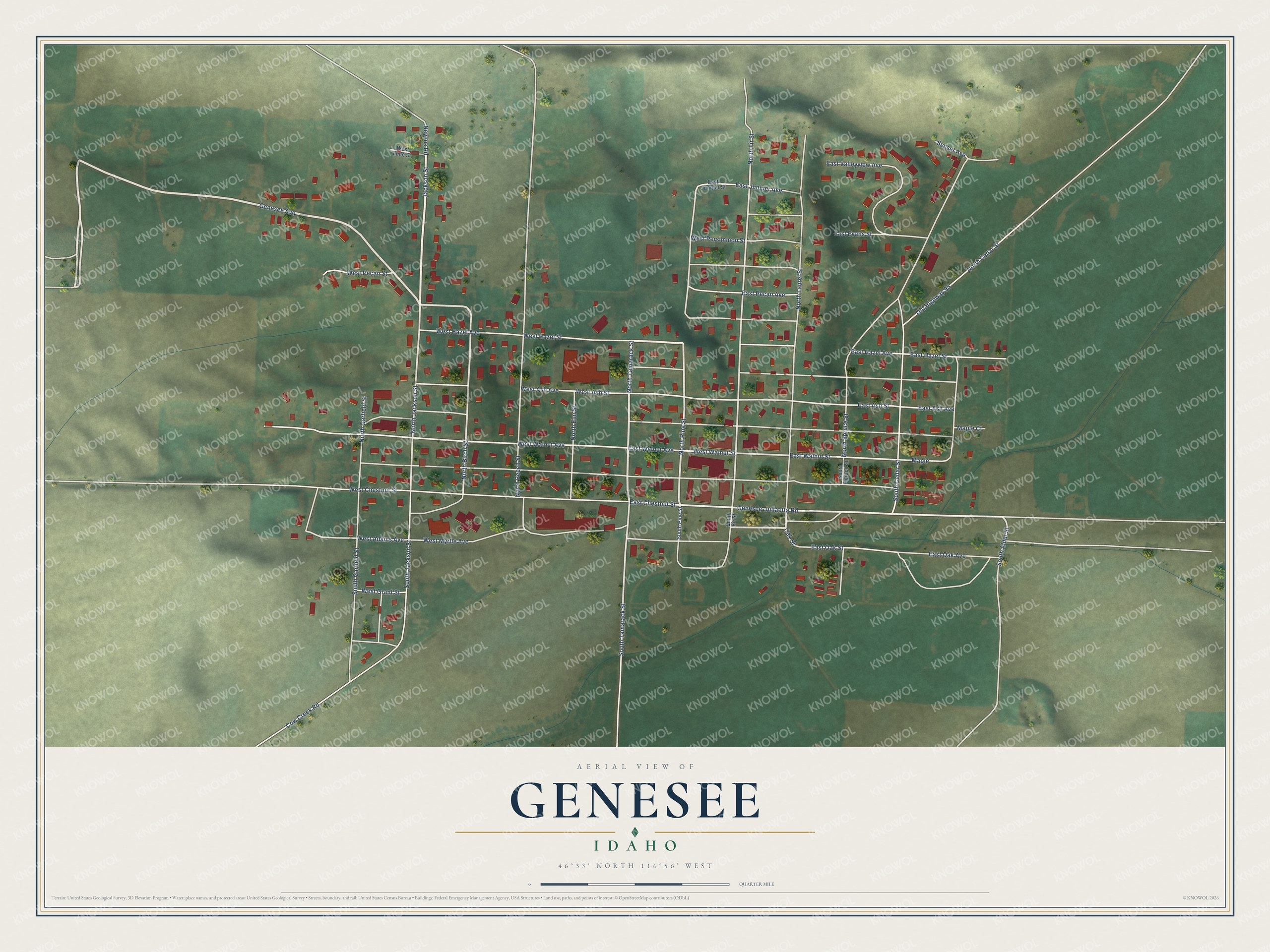 Watermarked full-map preview of Genesee, Idaho