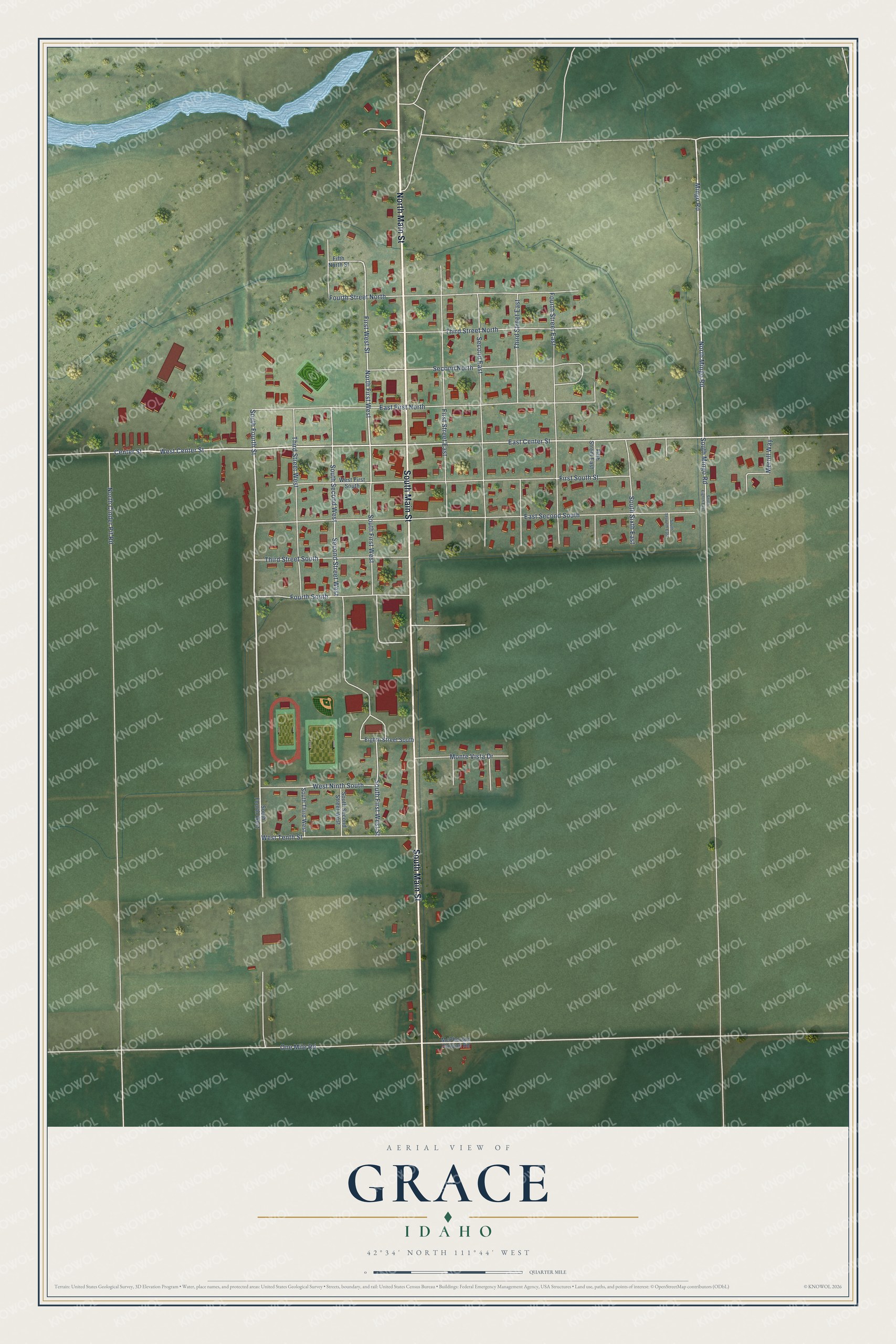 Watermarked full-map preview of Grace, Idaho