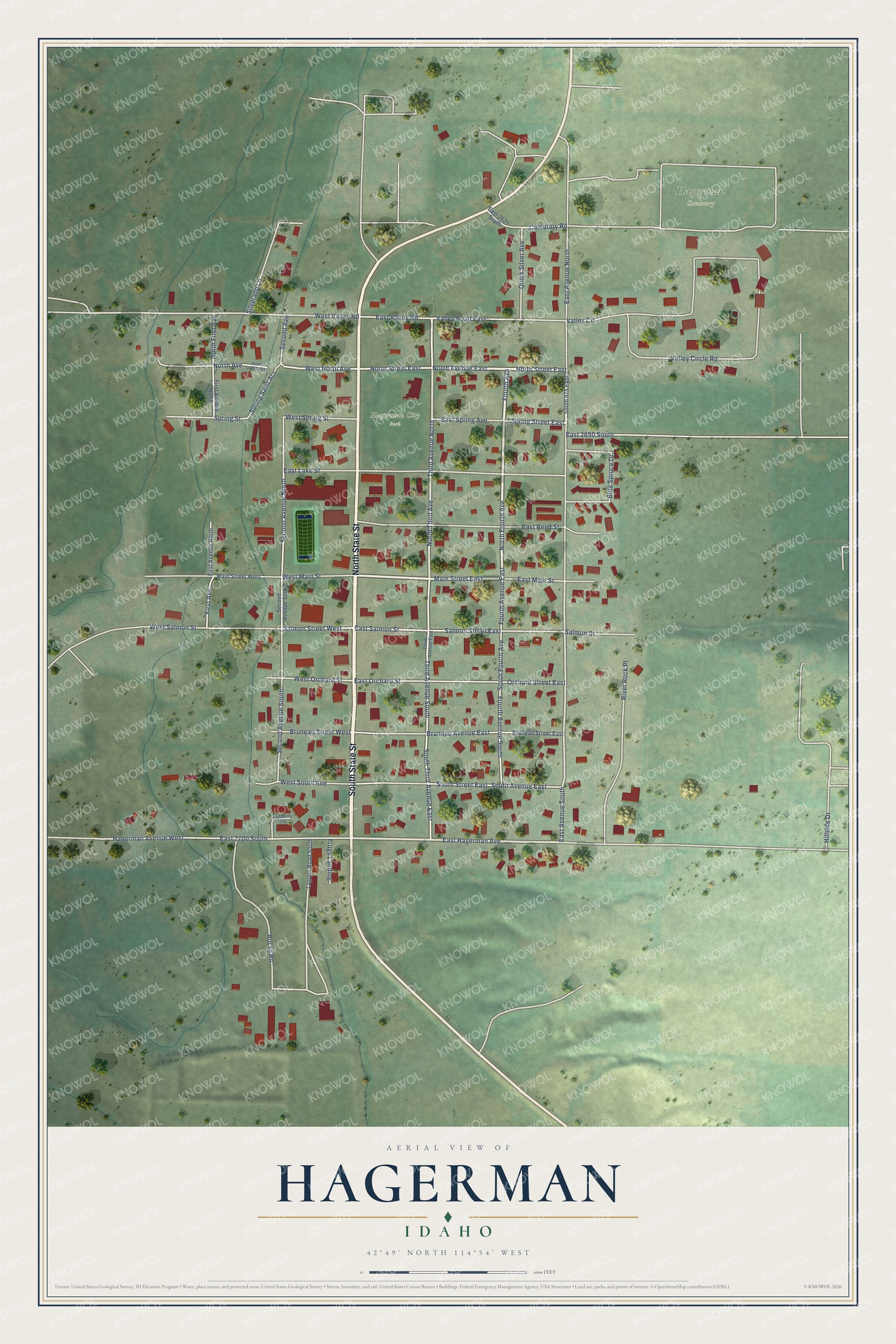 Watermarked full-map preview of Hagerman, Idaho