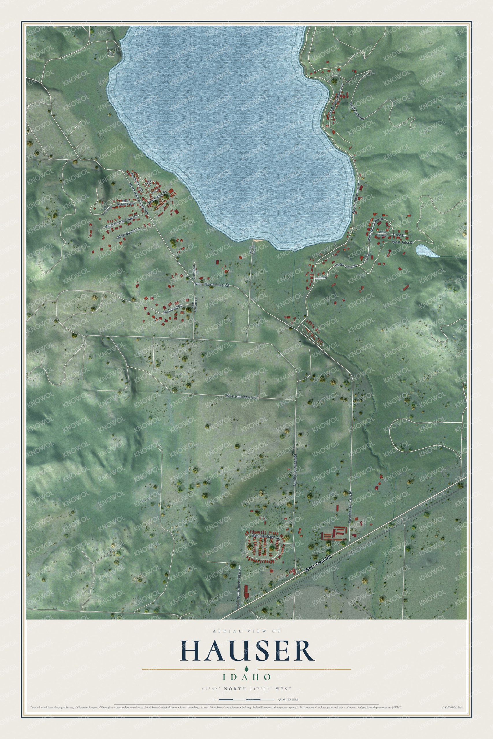 Watermarked full-map preview of Hauser, Idaho