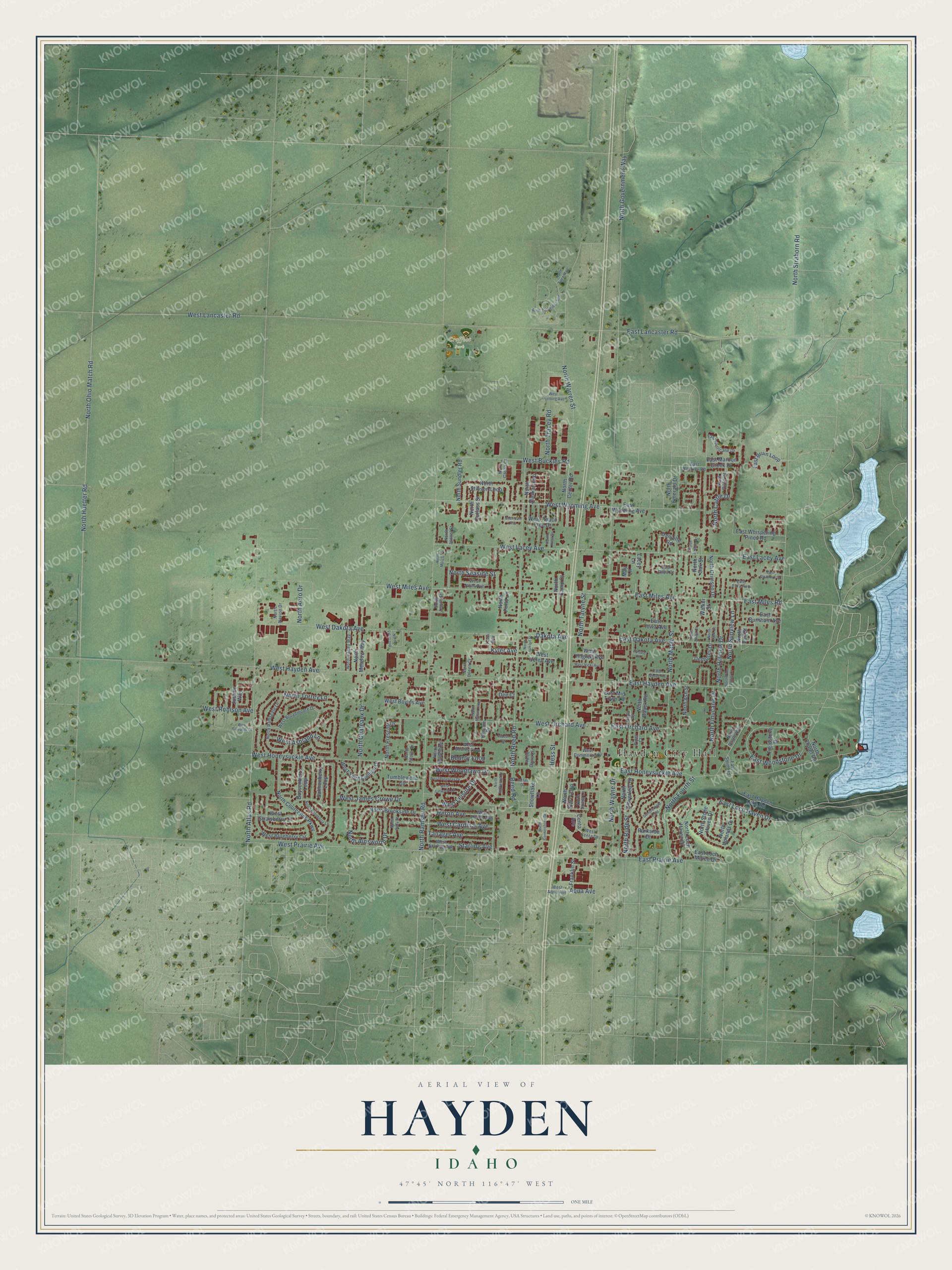 Watermarked full-map preview of Hayden, Idaho