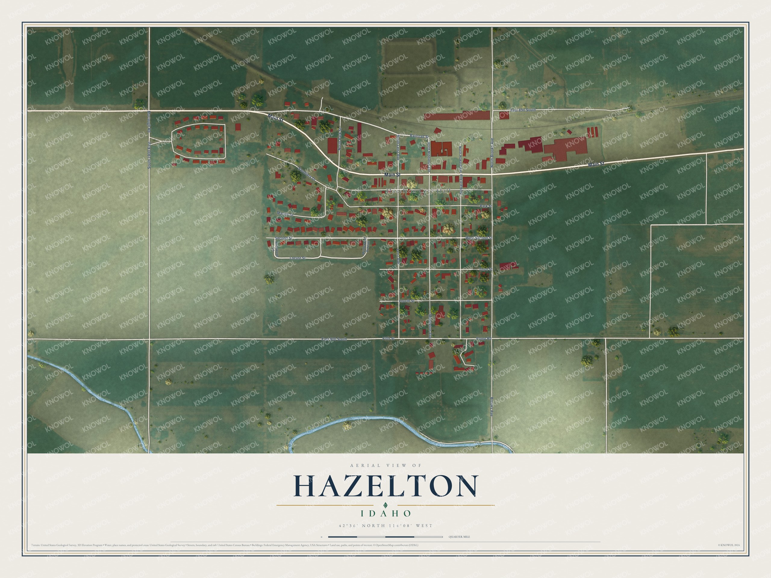 Watermarked full-map preview of Hazelton, Idaho