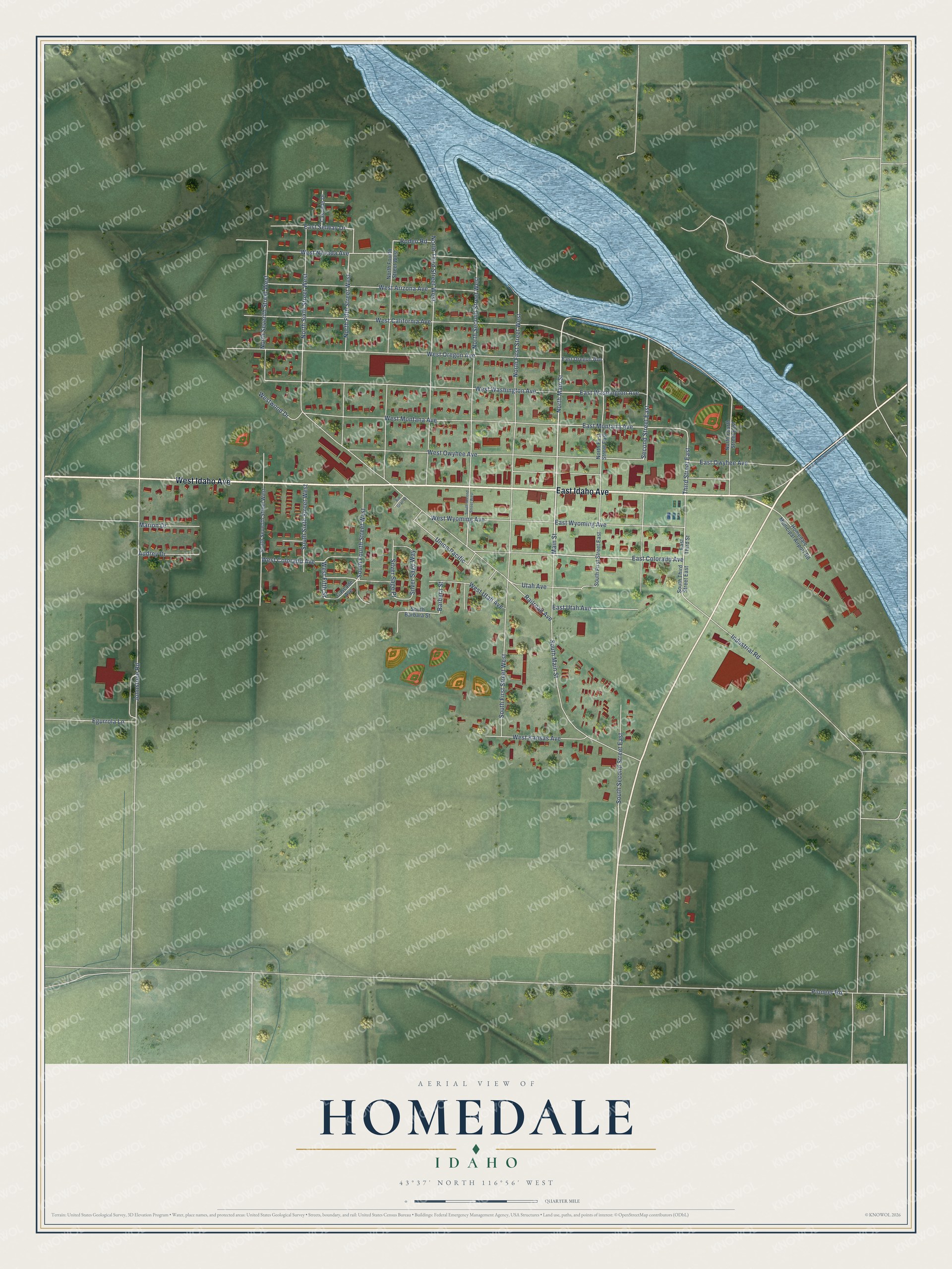 Watermarked full-map preview of Homedale, Idaho