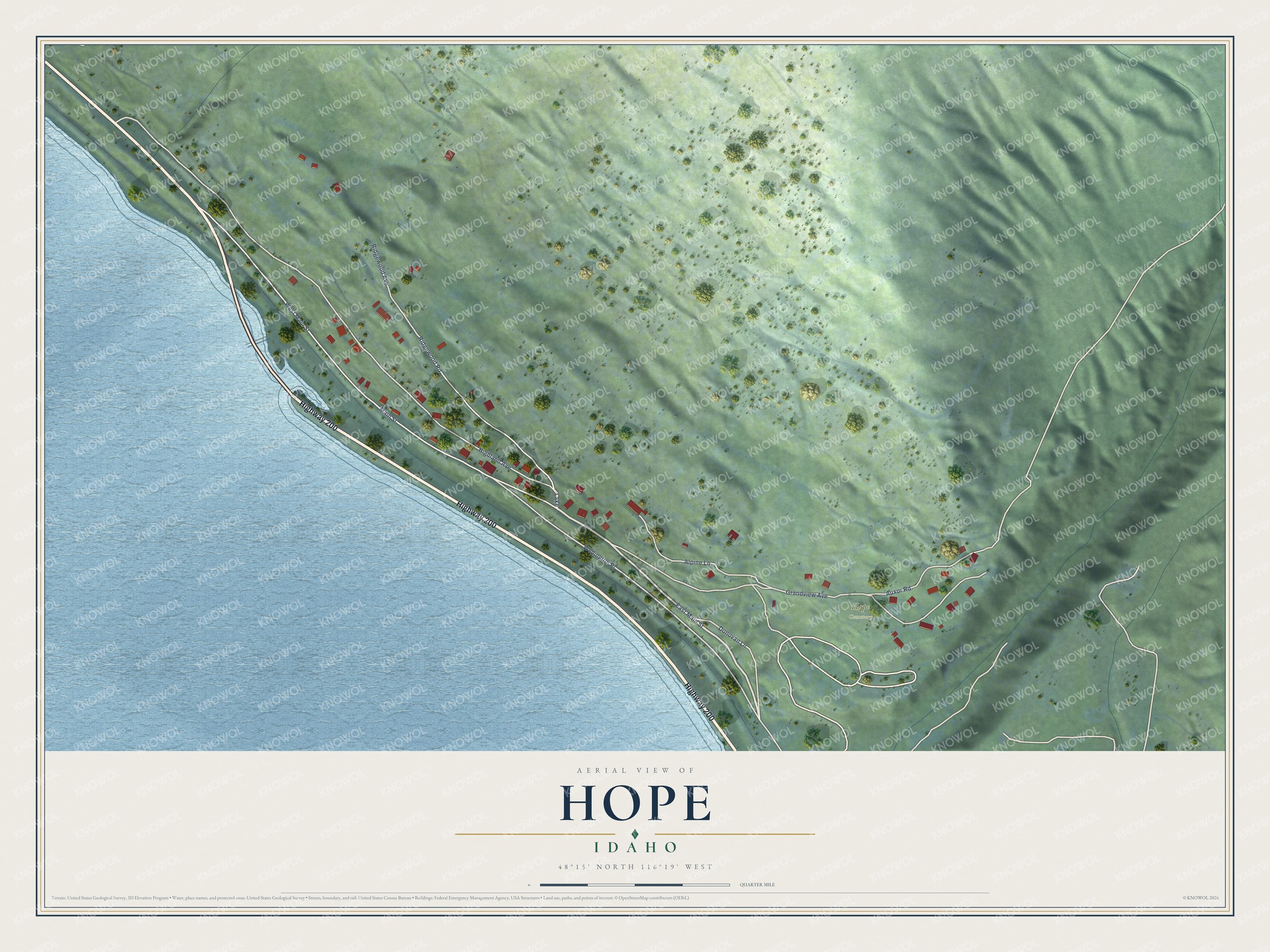 Watermarked full-map preview of Hope, Idaho