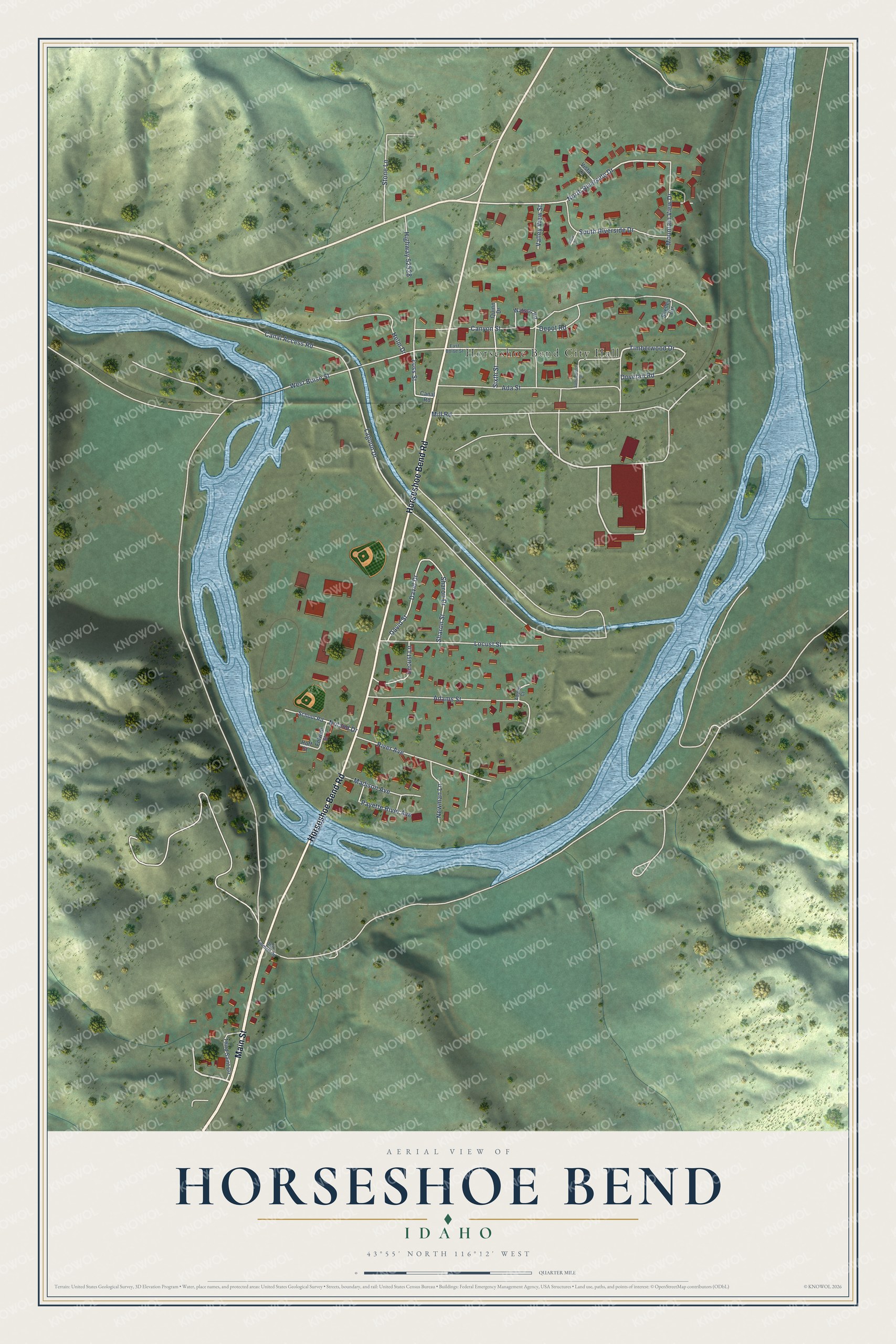 Watermarked full-map preview of Horseshoe Bend, Idaho