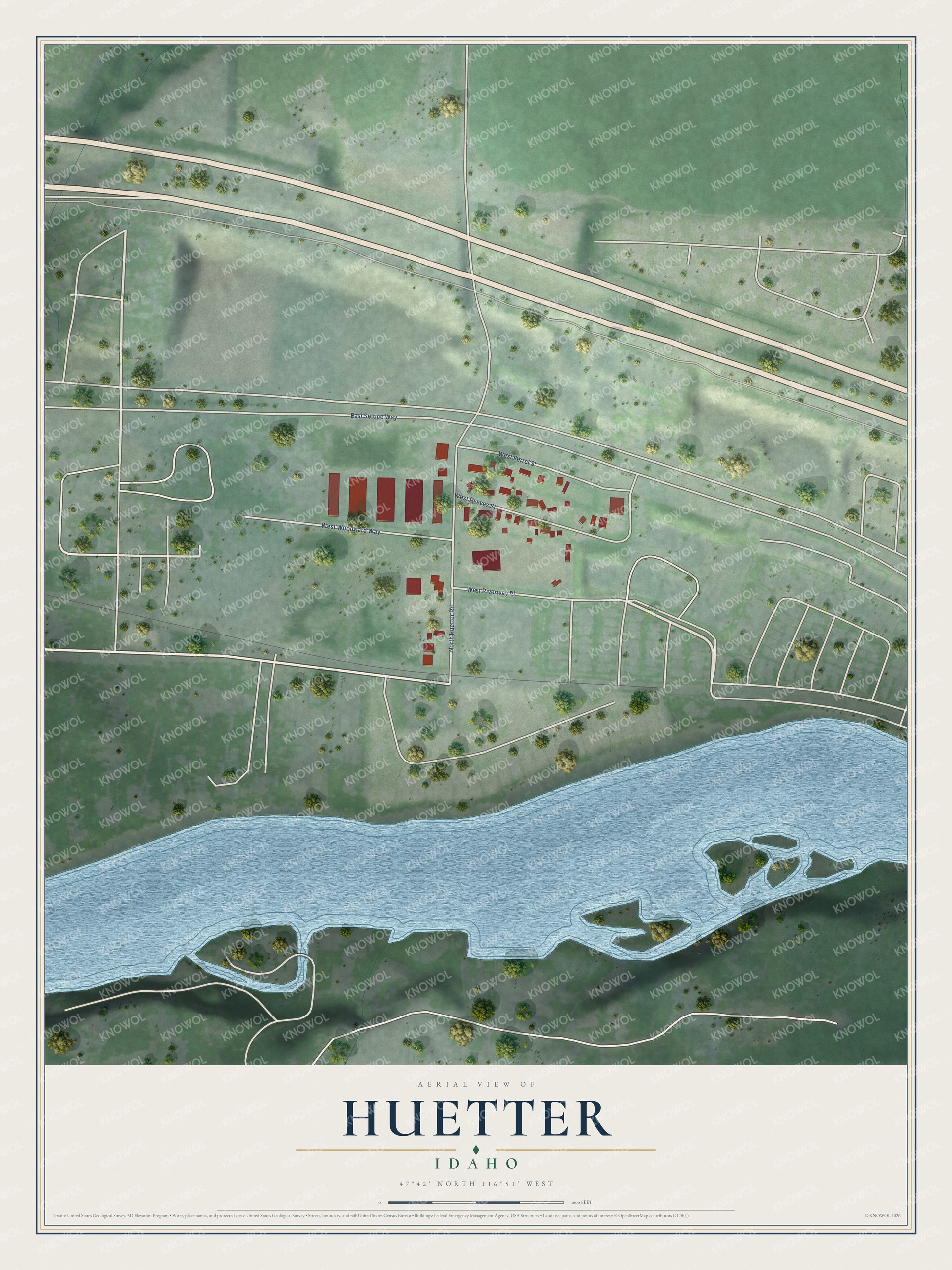 Watermarked full-map preview of Huetter, Idaho