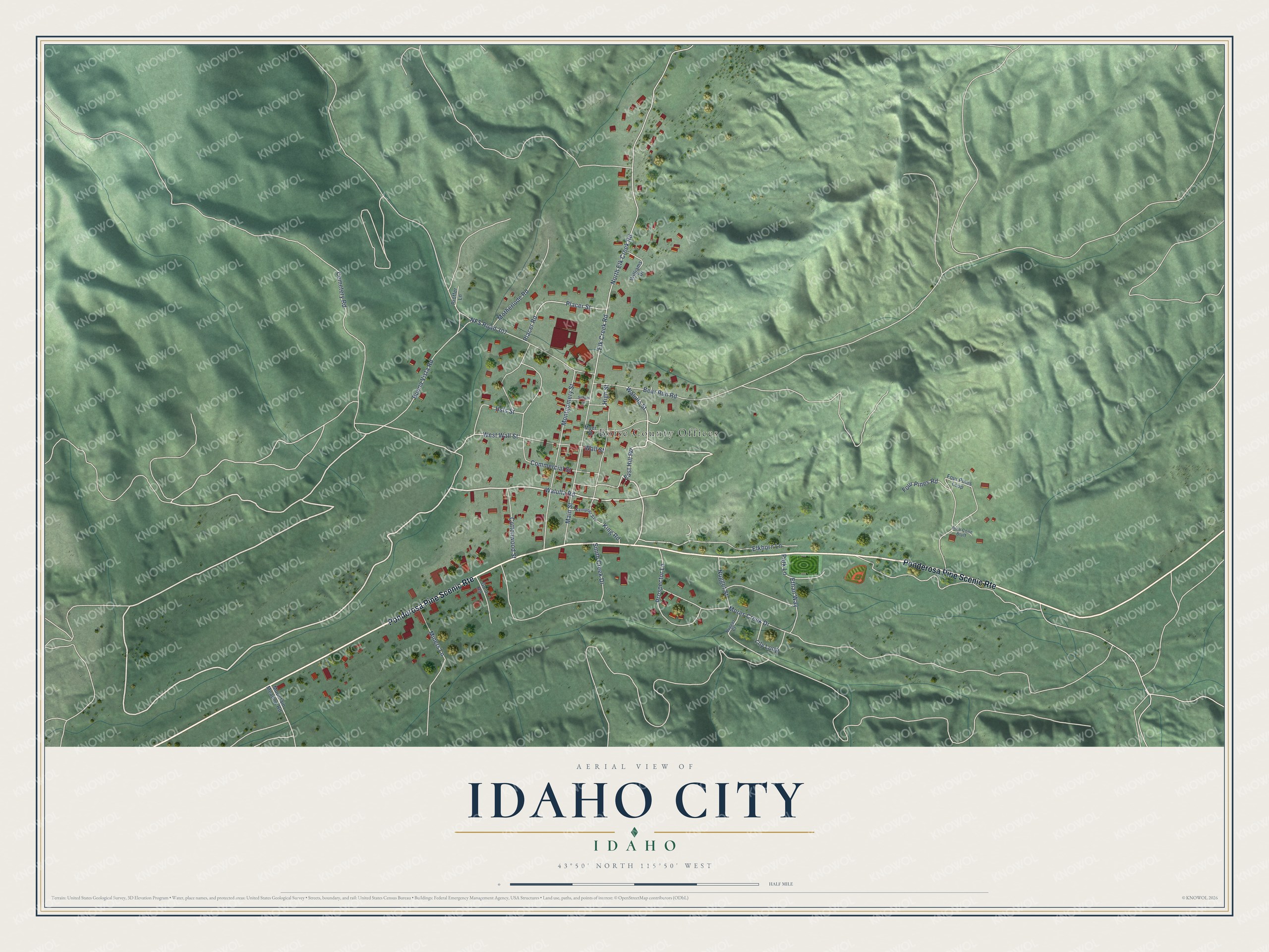 Watermarked full-map preview of Idaho City, Idaho