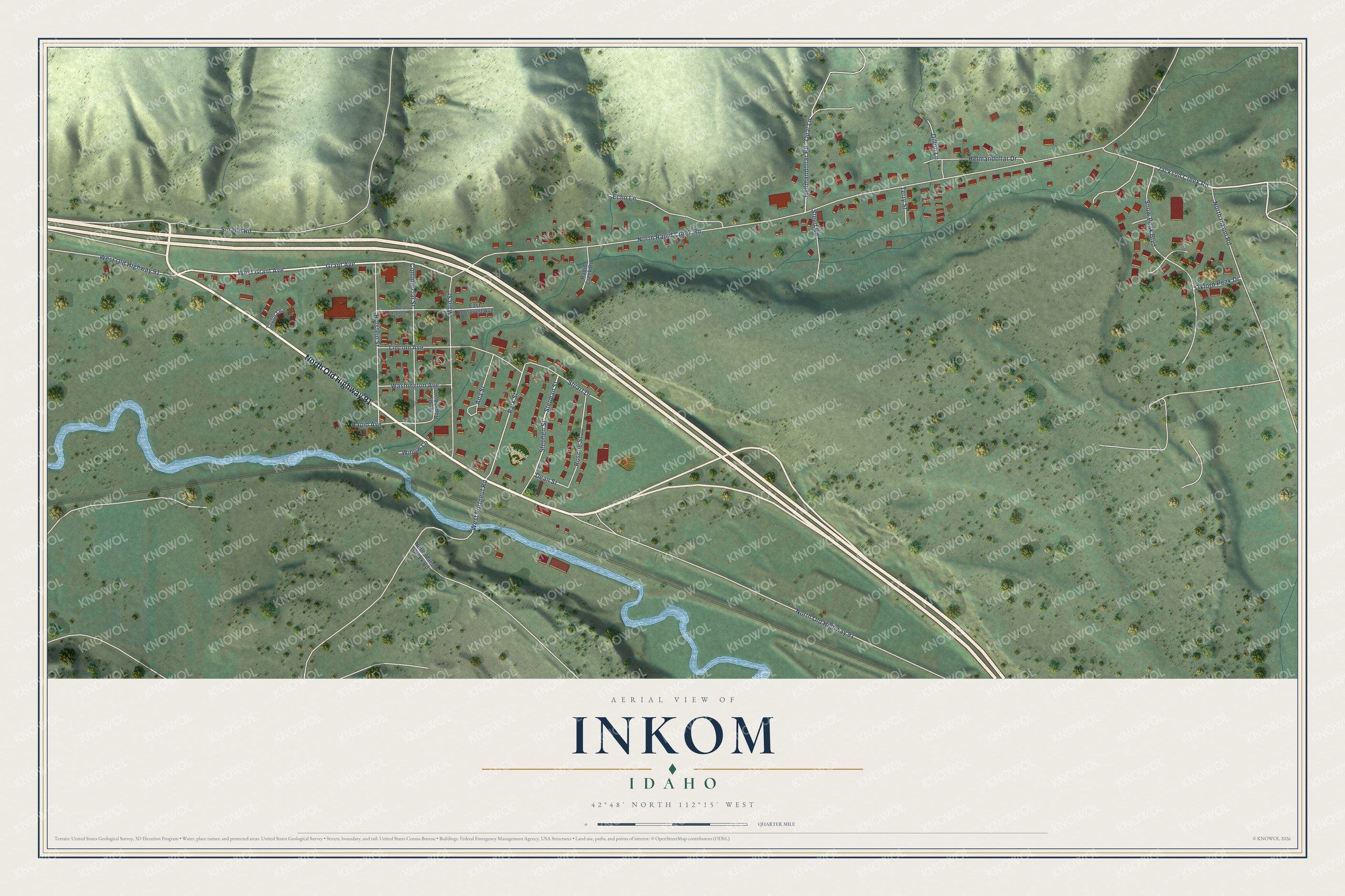 Watermarked full-map preview of Inkom, Idaho