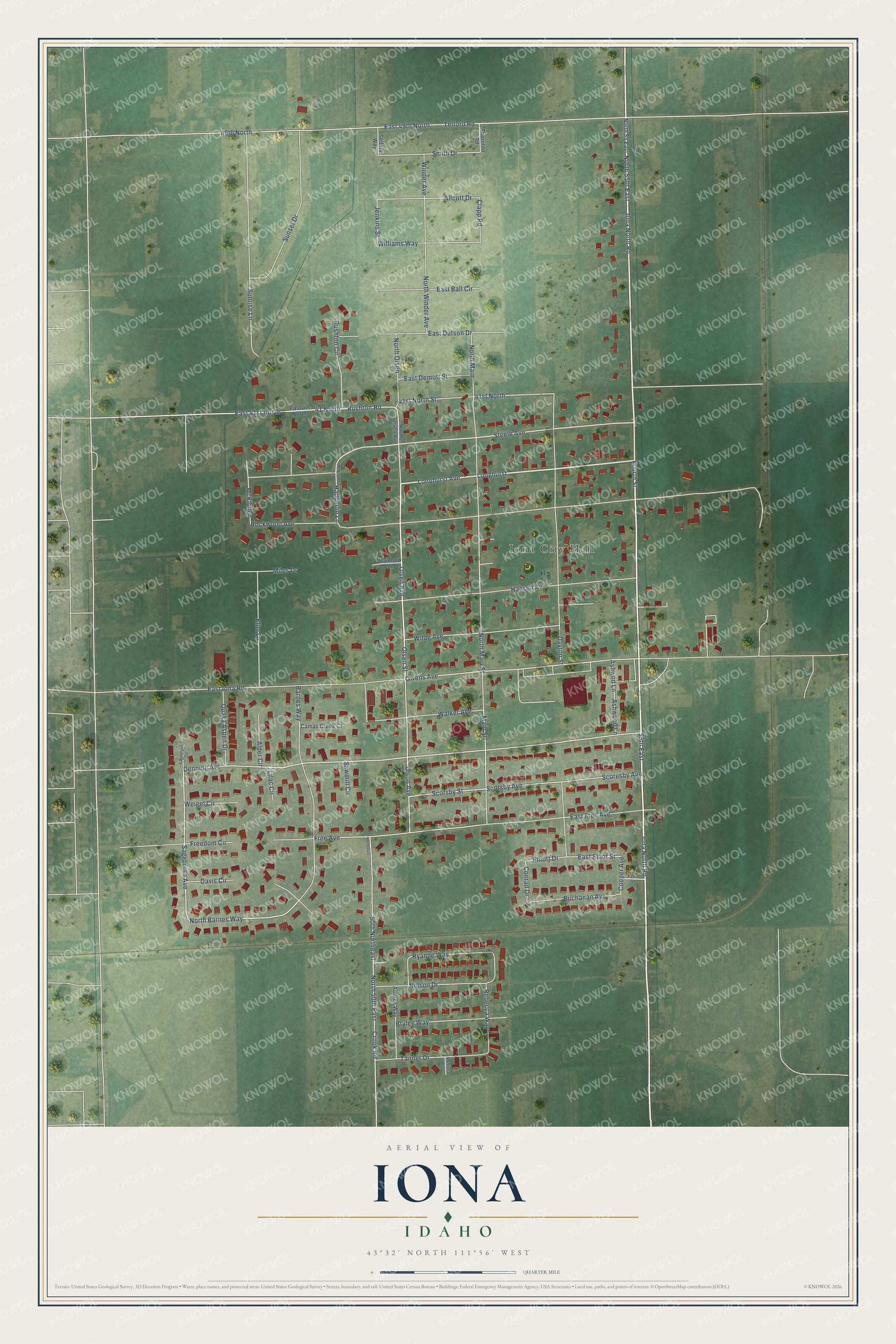 Watermarked full-map preview of Iona, Idaho