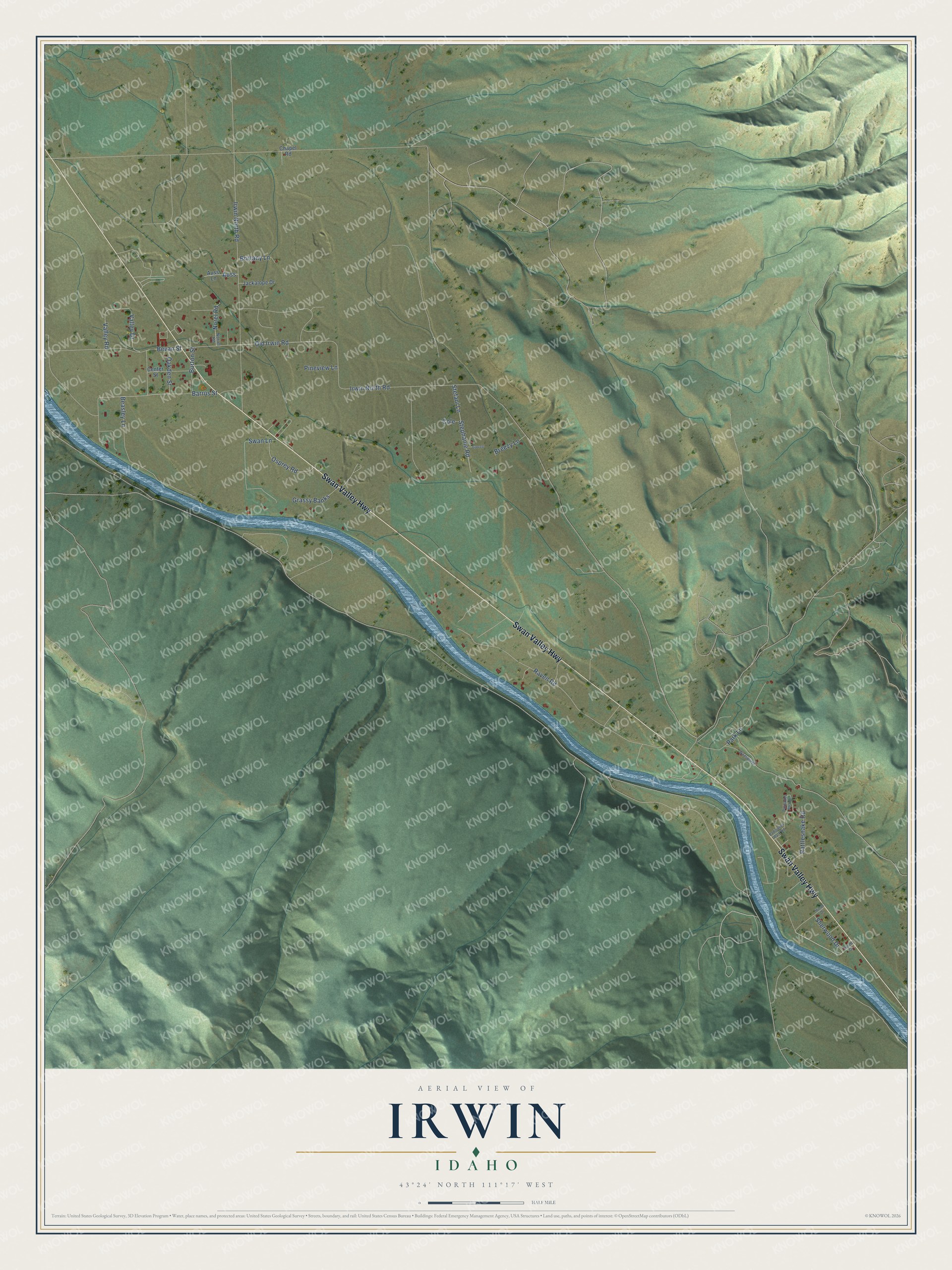 Watermarked full-map preview of Irwin, Idaho
