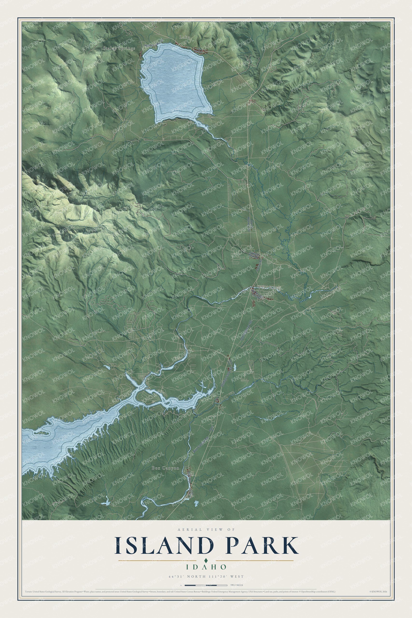 Watermarked full-map preview of Island Park, Idaho