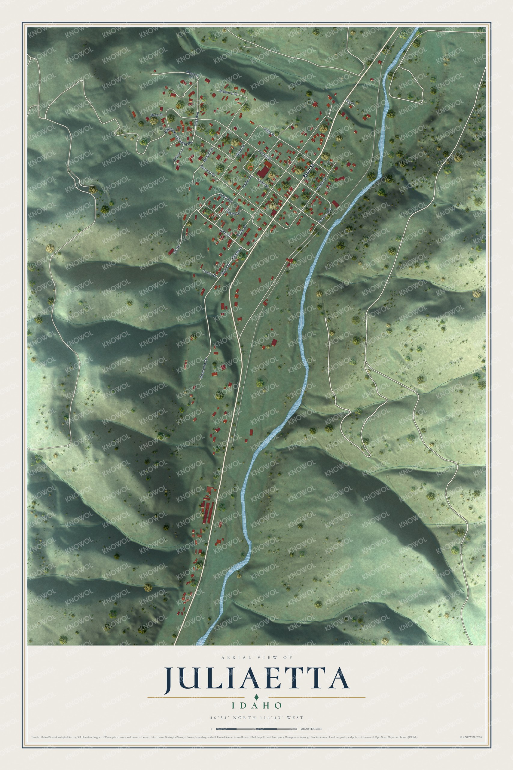 Watermarked full-map preview of Juliaetta, Idaho