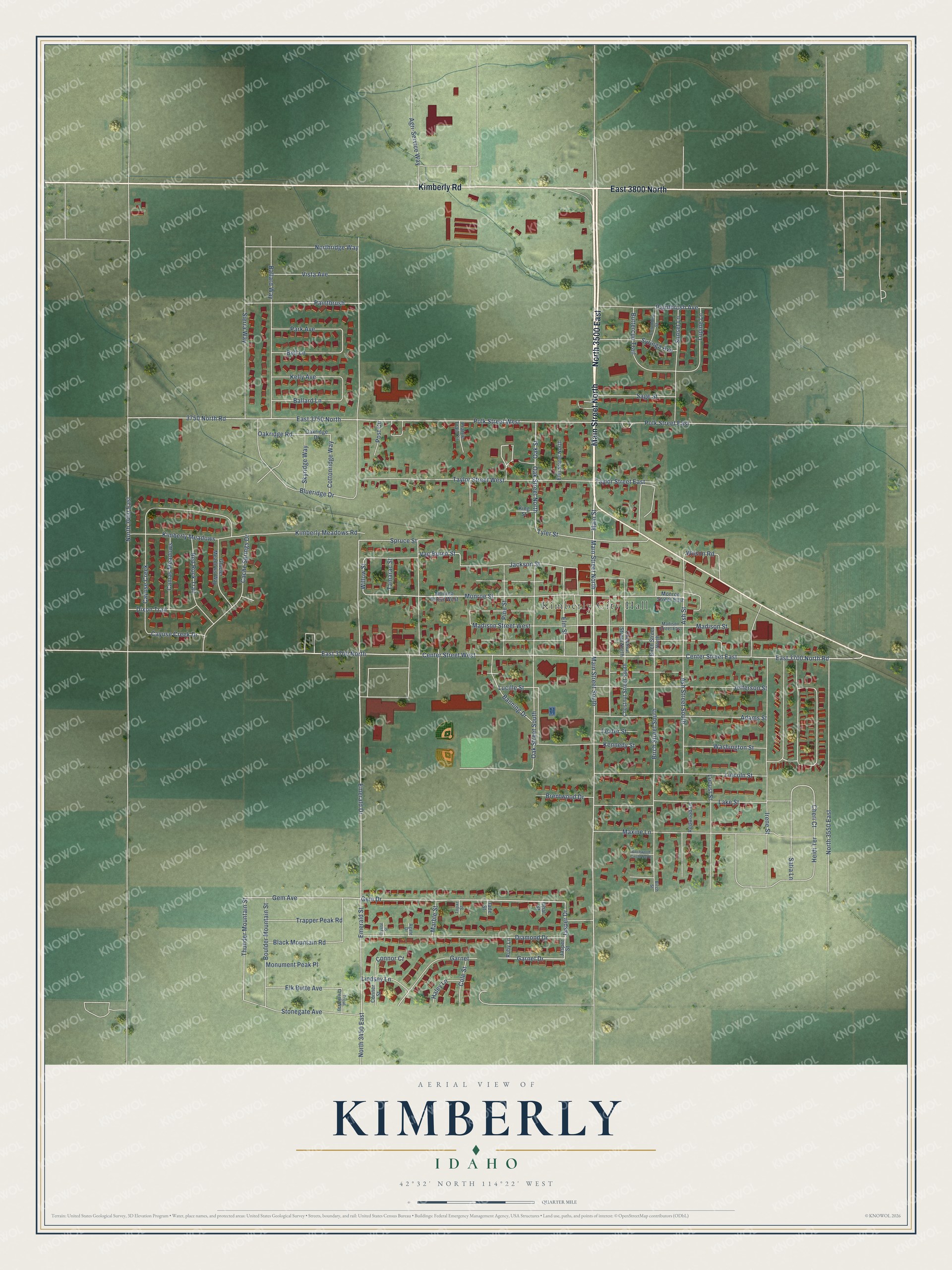 Watermarked full-map preview of Kimberly, Idaho