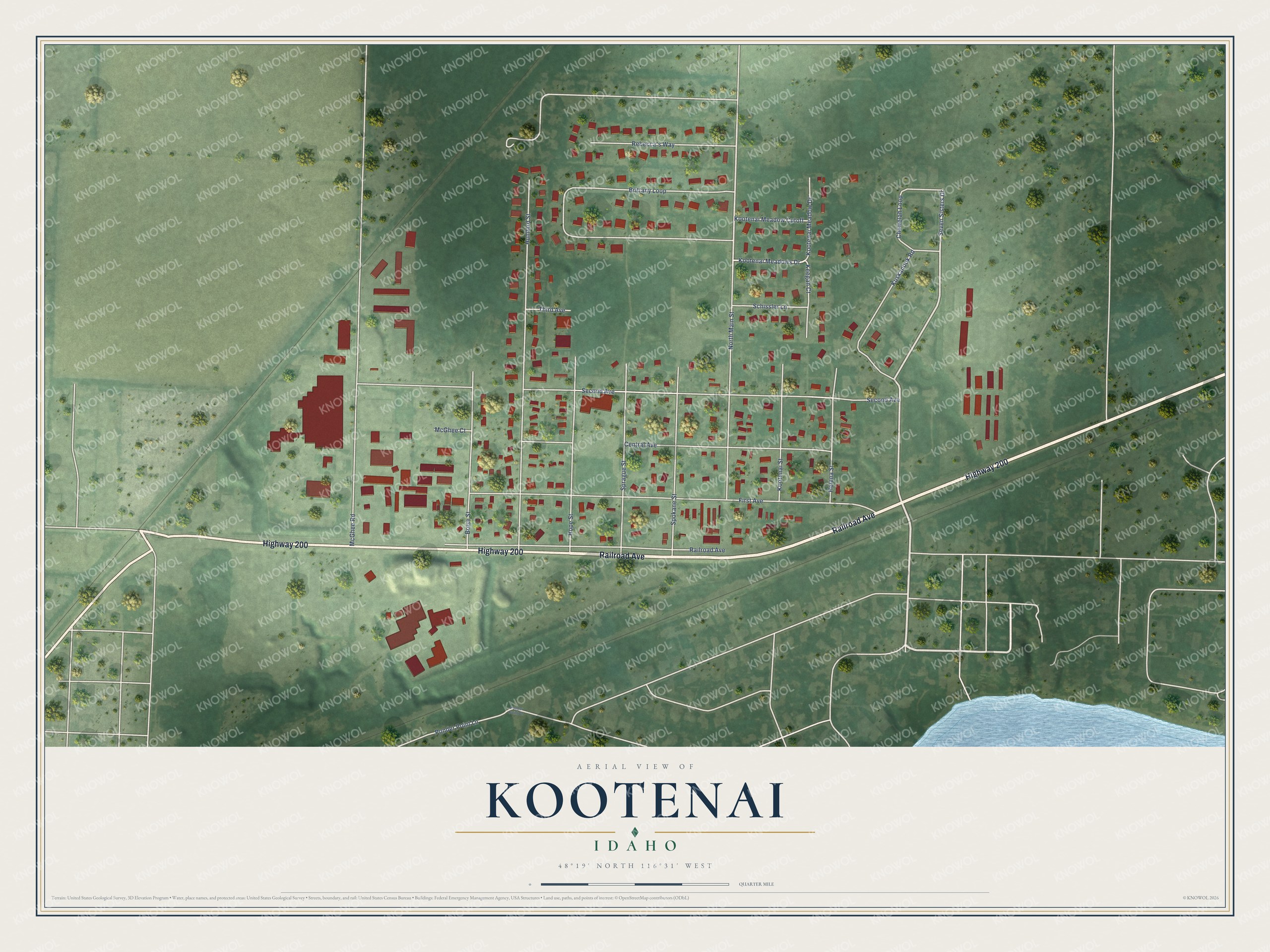 Watermarked full-map preview of Kootenai, Idaho