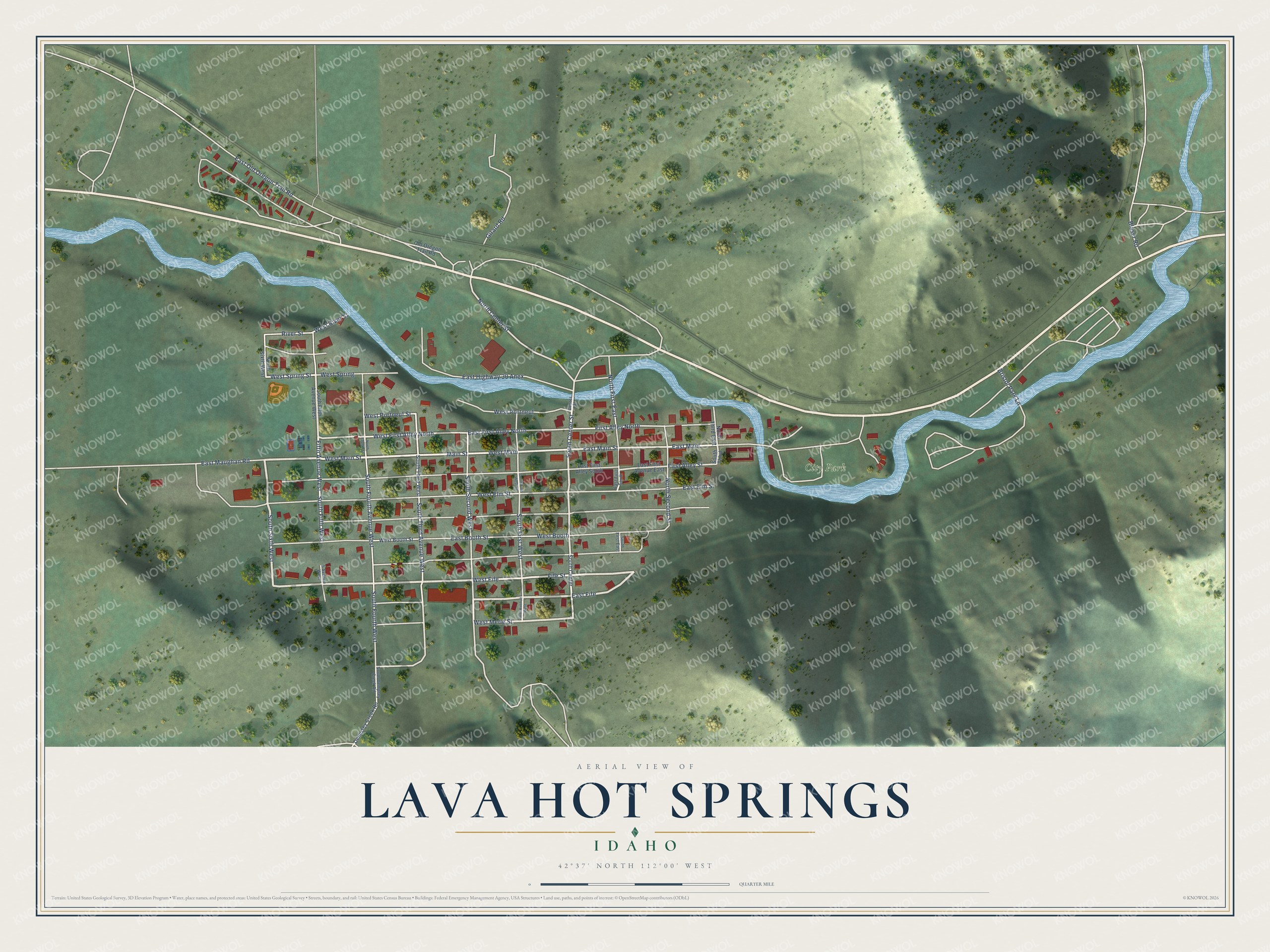 Watermarked full-map preview of Lava Hot Springs, Idaho