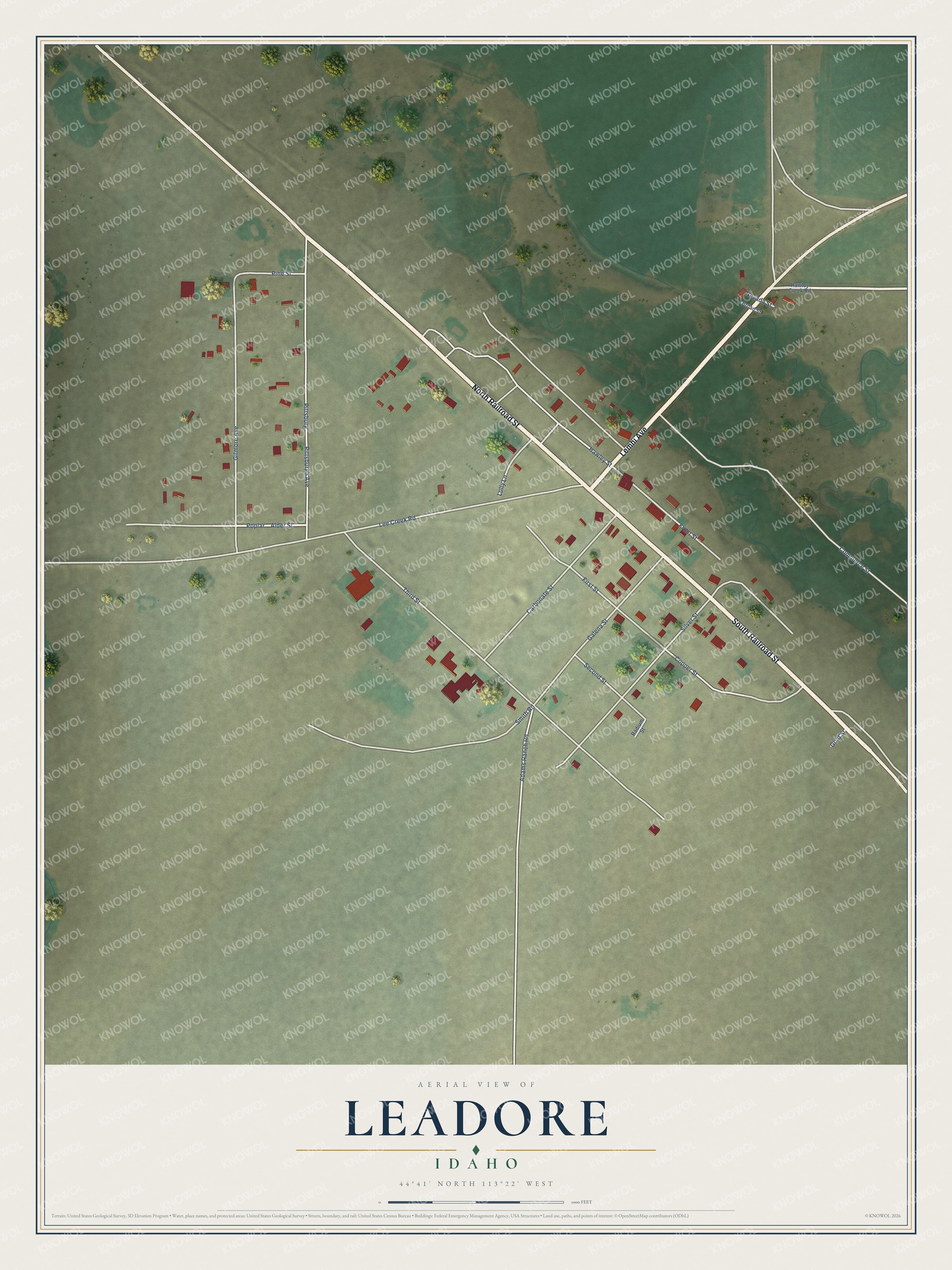 Watermarked full-map preview of Leadore, Idaho
