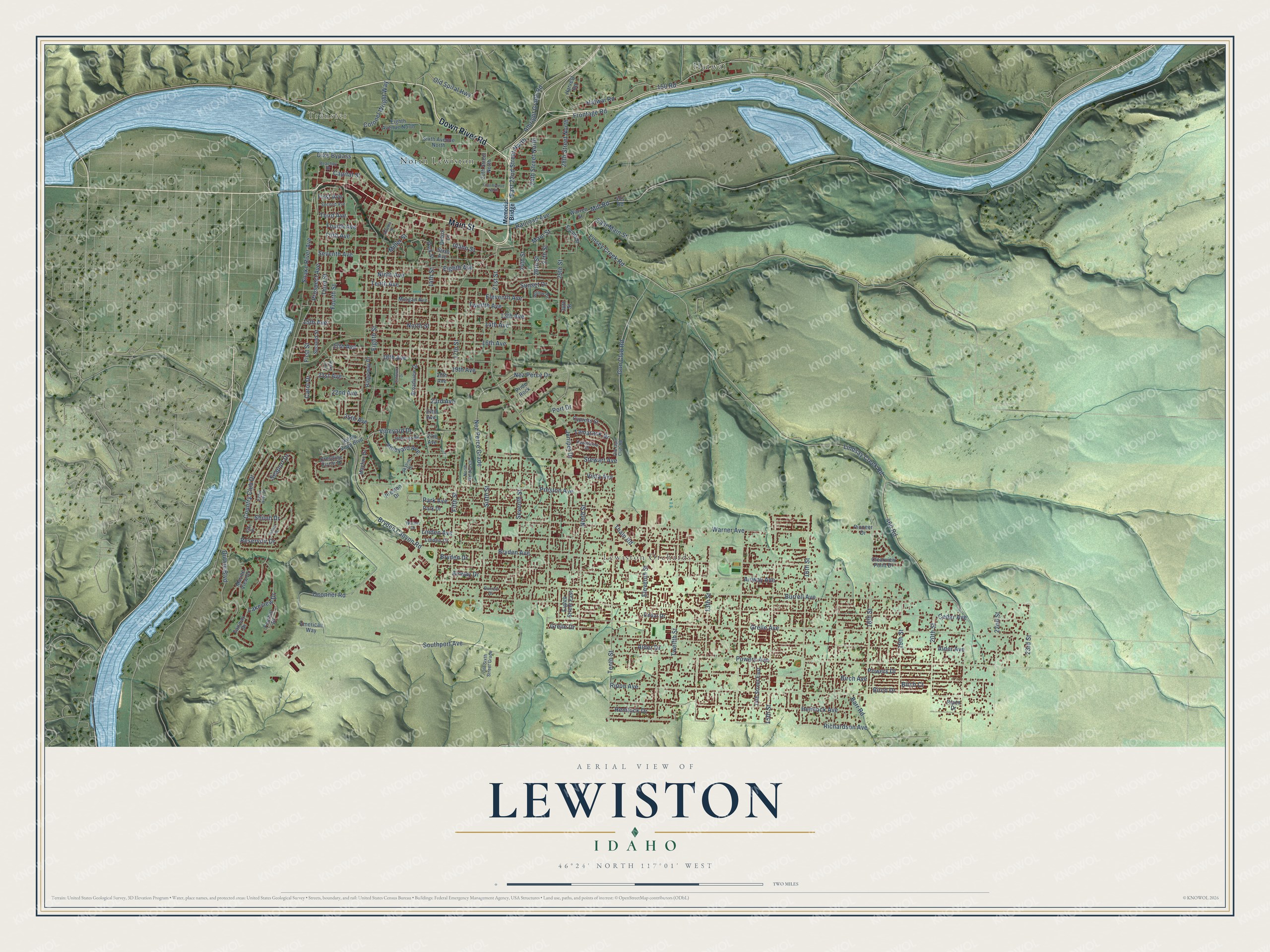 Watermarked full-map preview of Lewiston, Idaho