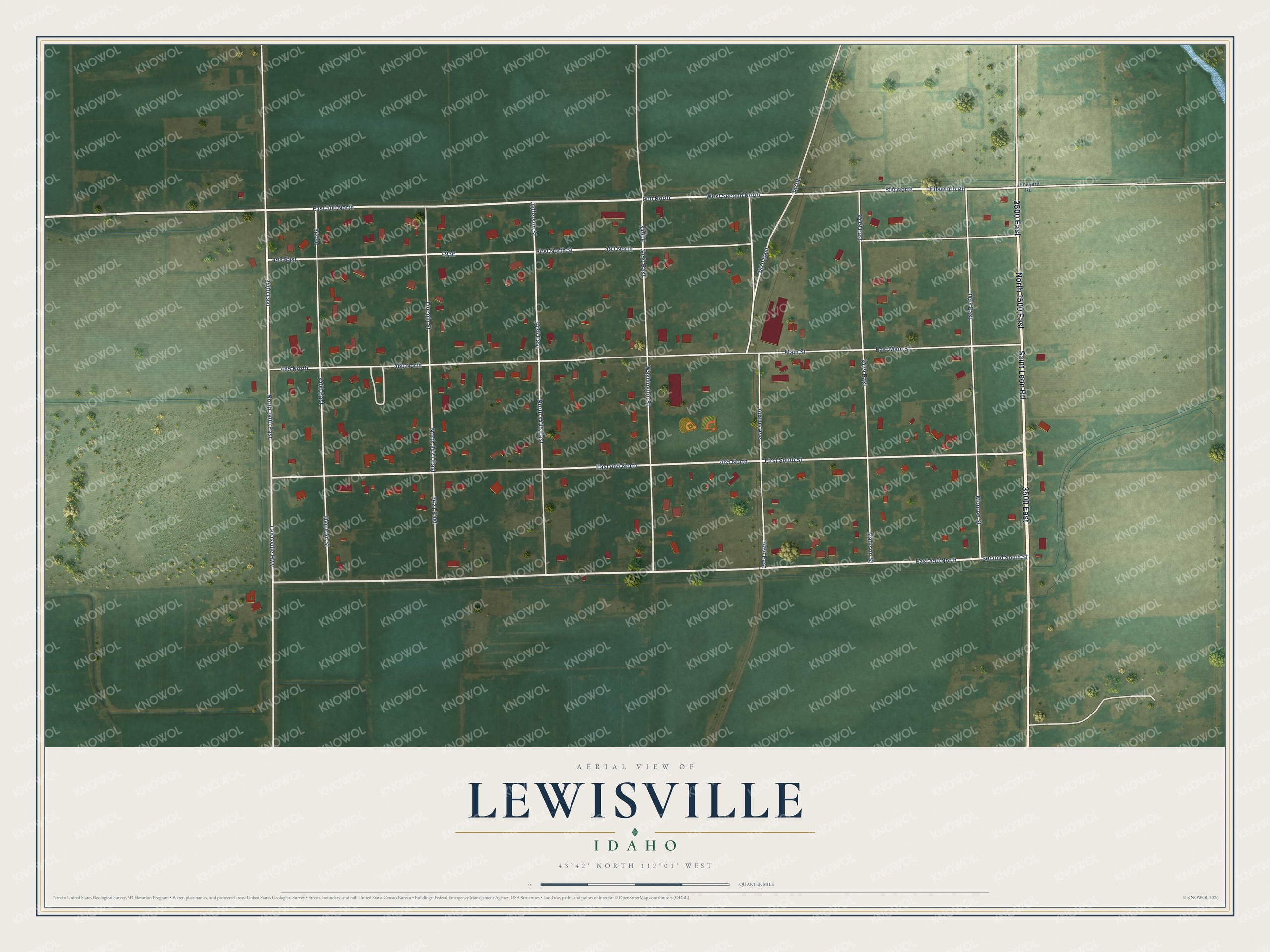 Watermarked full-map preview of Lewisville, Idaho