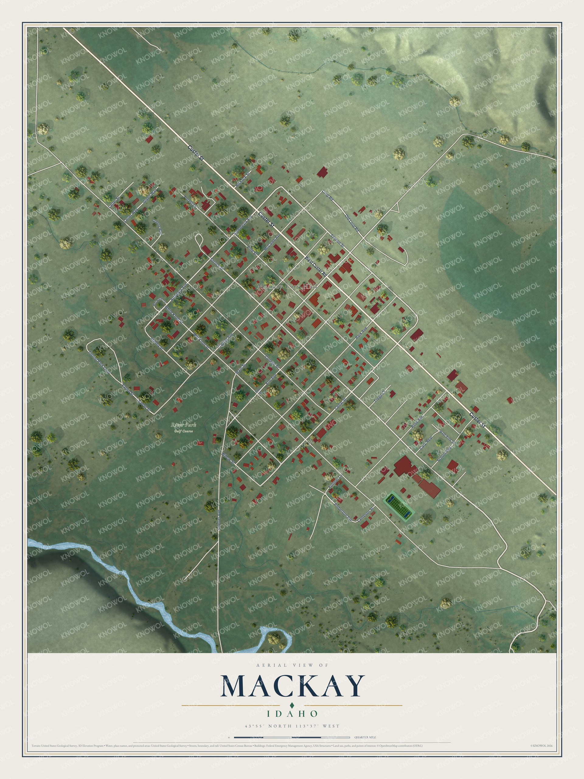 Watermarked full-map preview of Mackay, Idaho