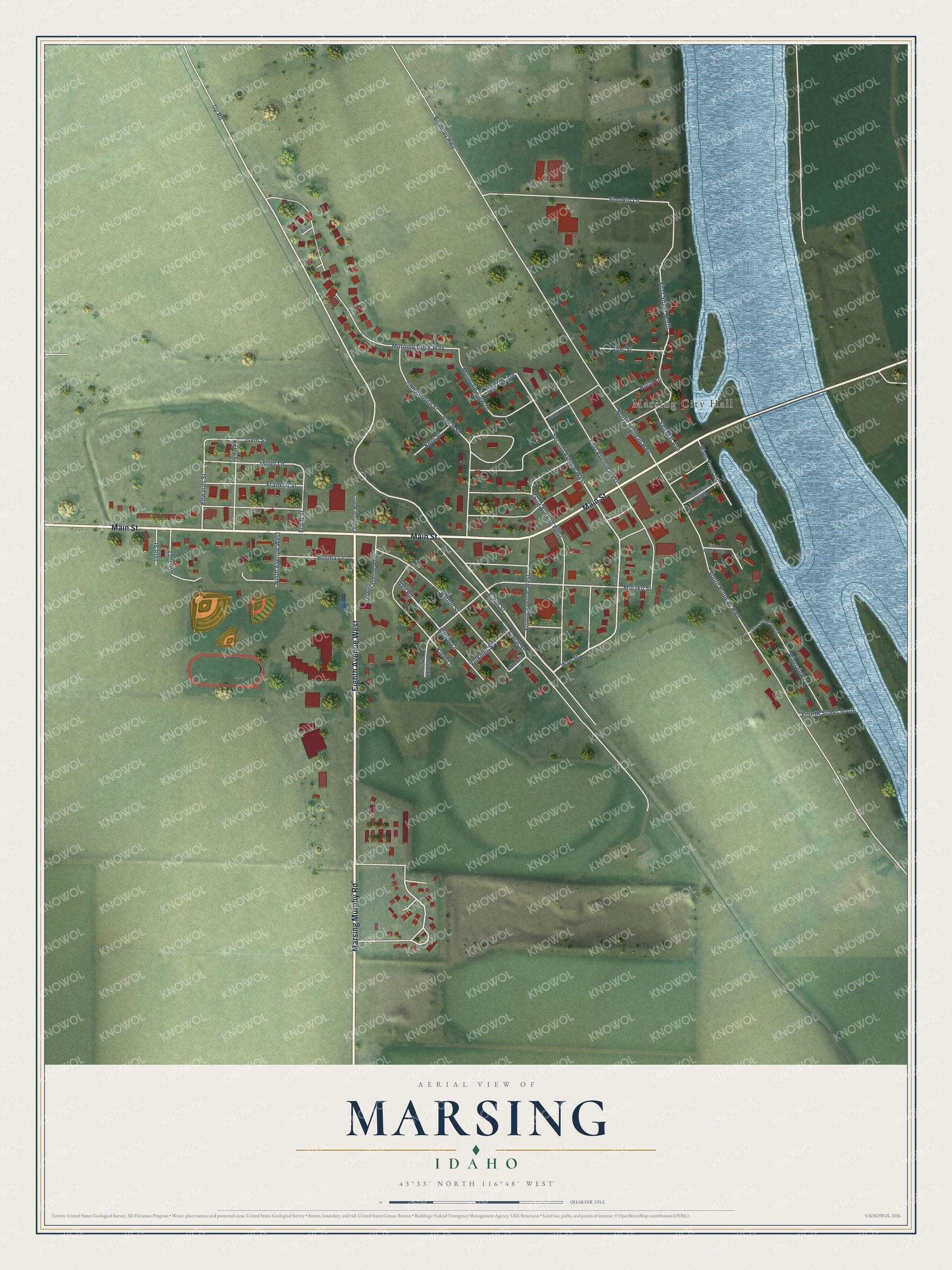 Watermarked full-map preview of Marsing, Idaho