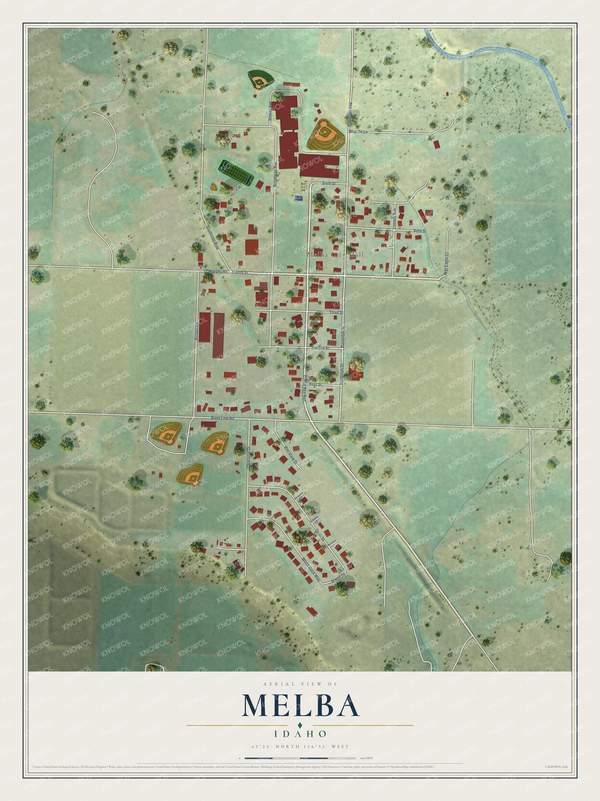 Watermarked full-map preview of Melba, Idaho