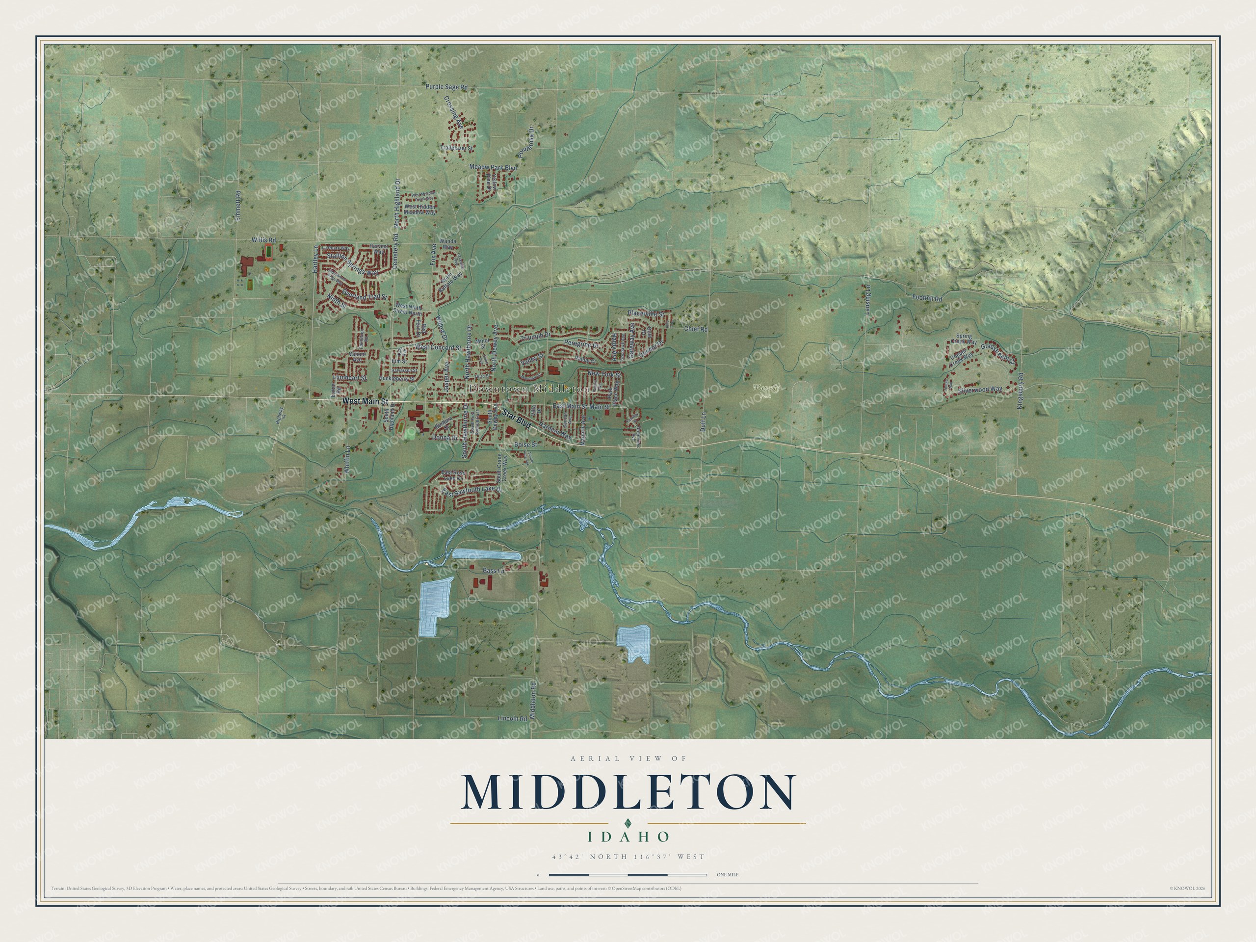 Watermarked full-map preview of Middleton, Idaho