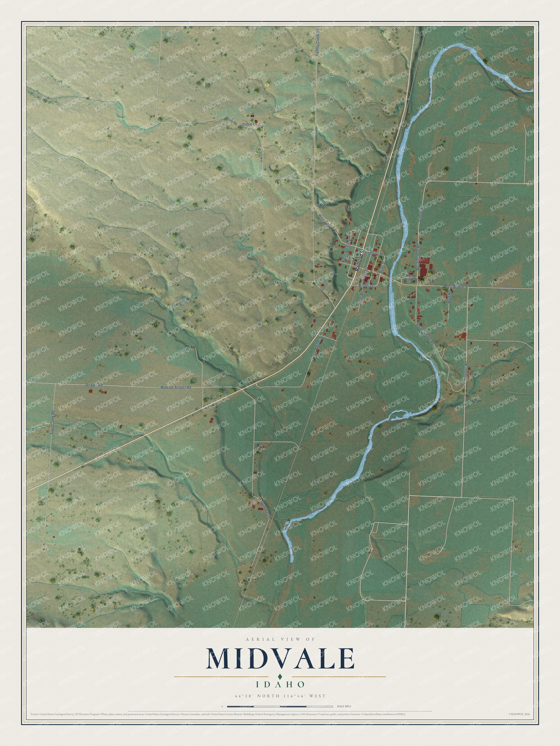 Watermarked full-map preview of Midvale, Idaho