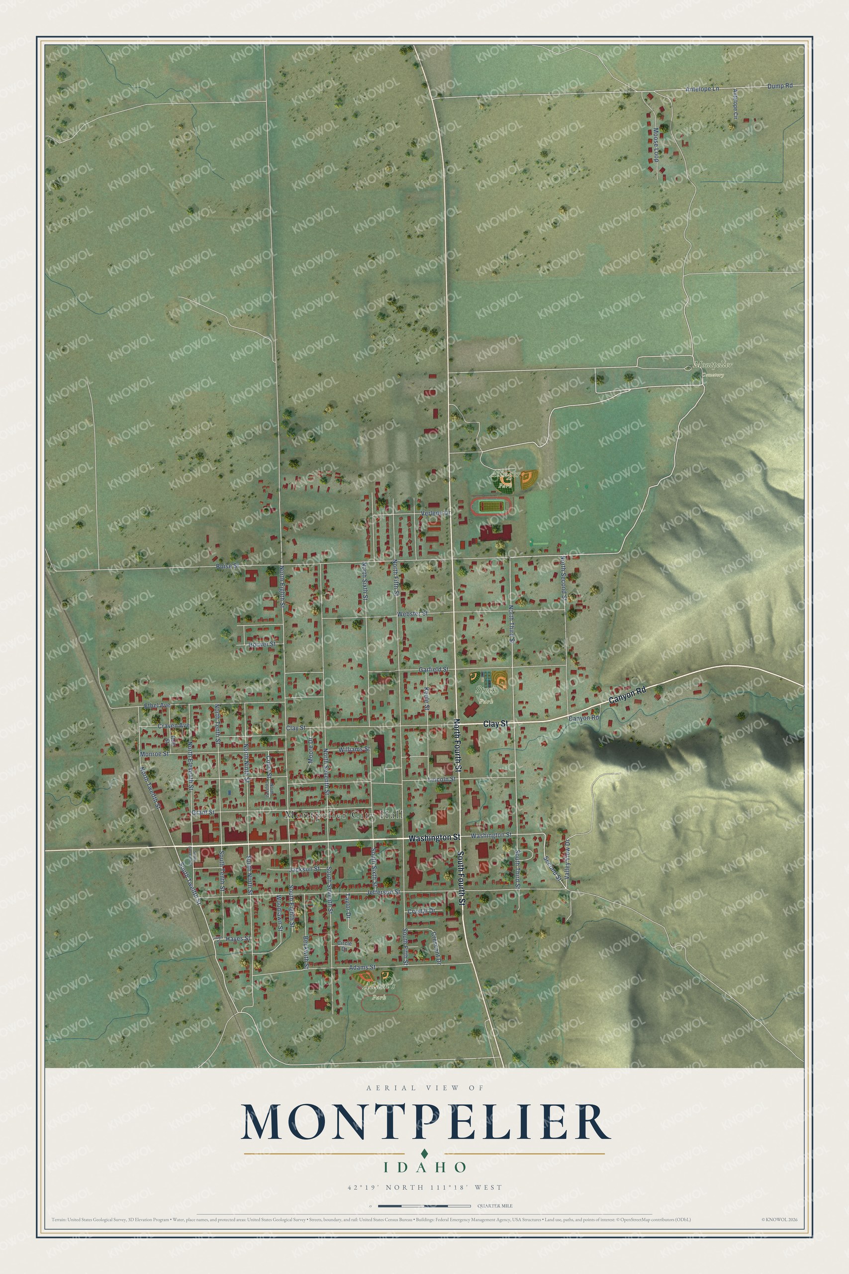 Watermarked full-map preview of Montpelier, Idaho