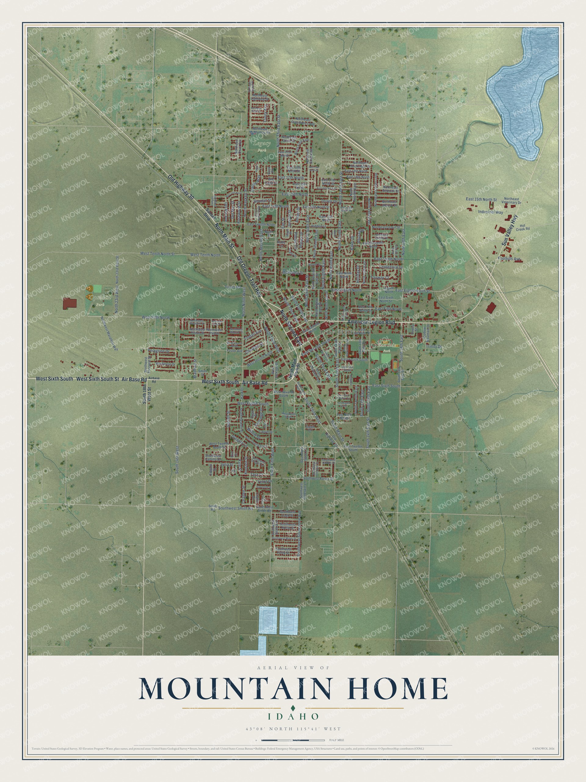 Watermarked full-map preview of Mountain Home, Idaho