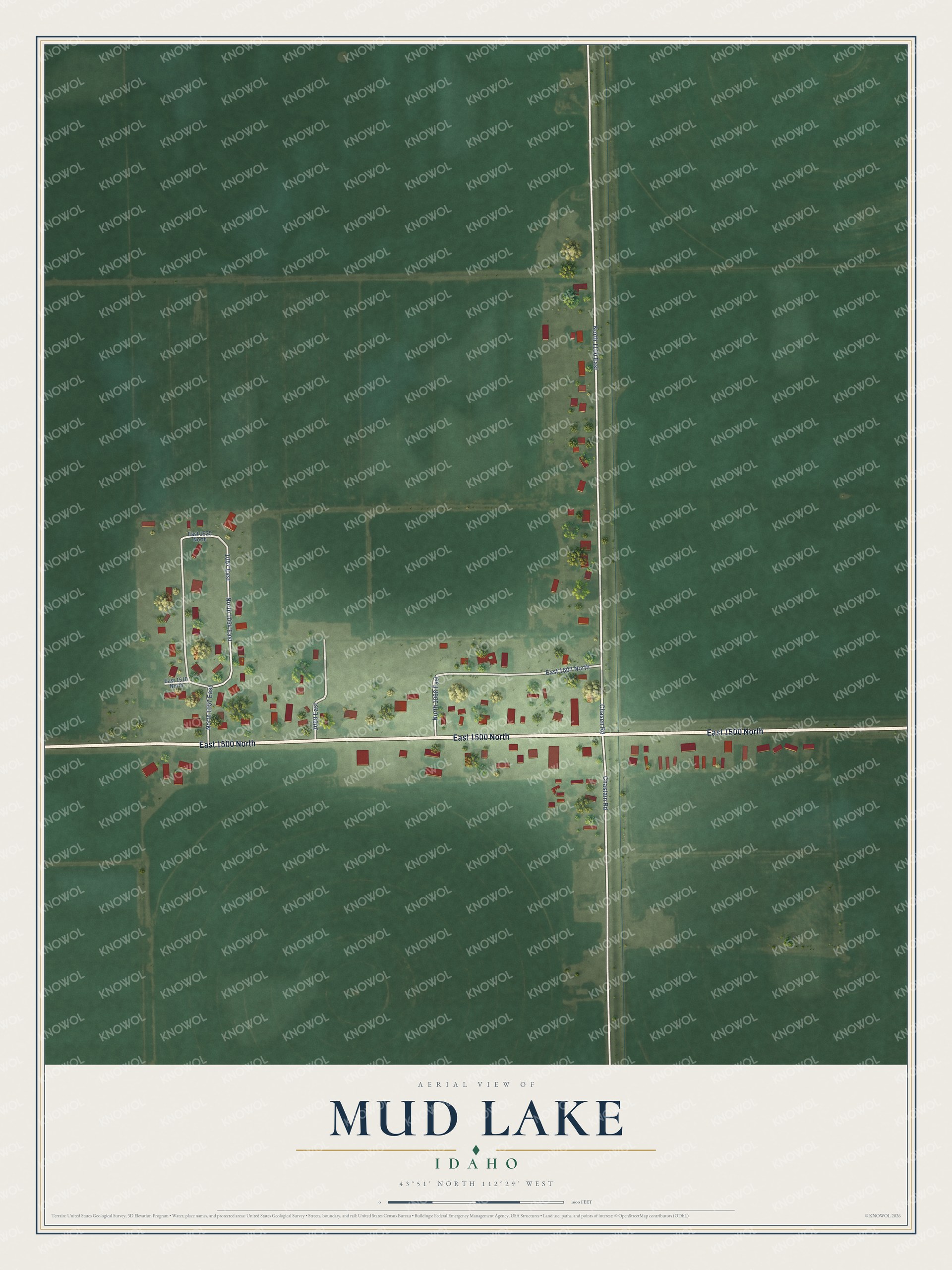 Watermarked full-map preview of Mud Lake, Idaho