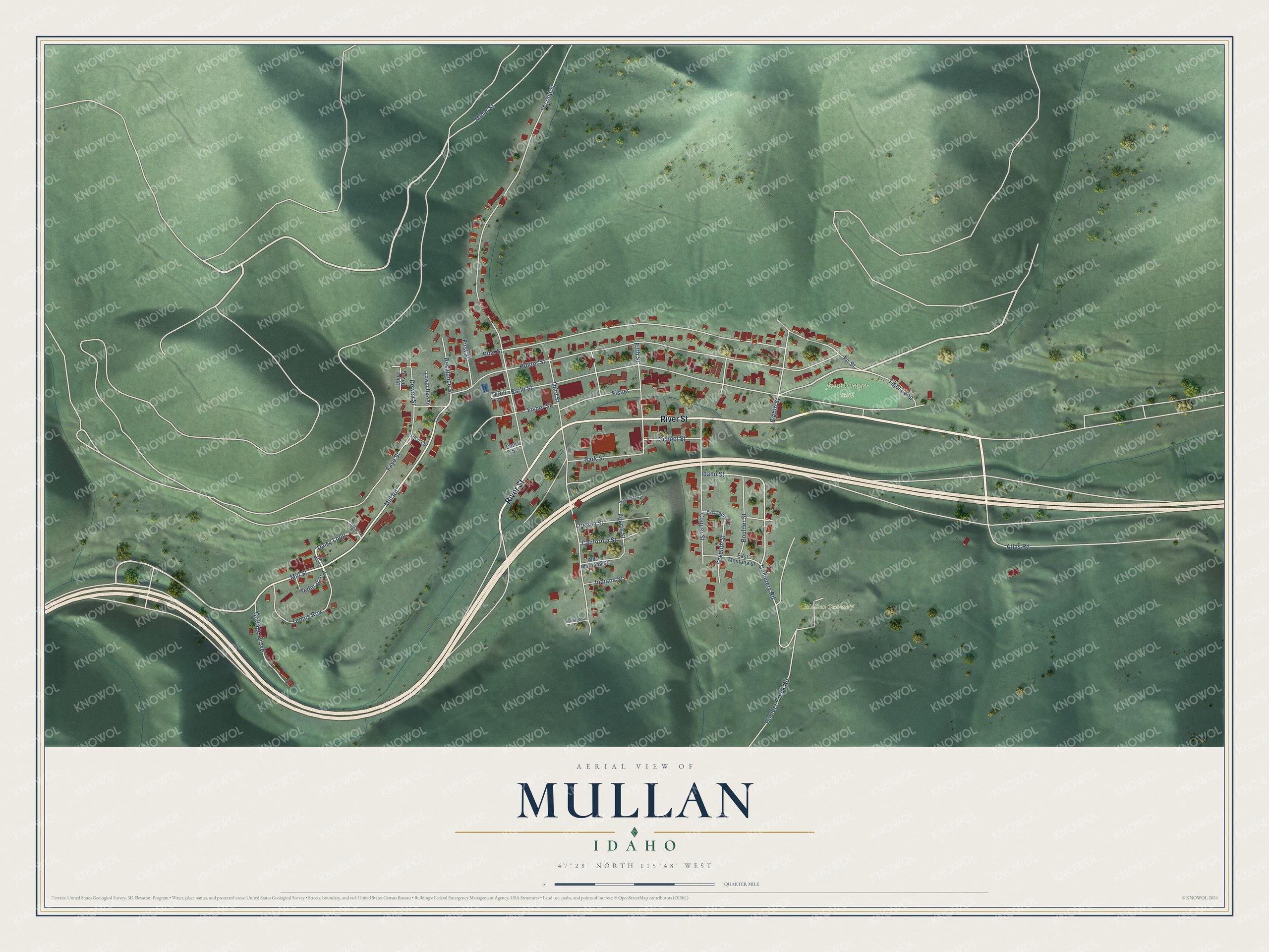 Watermarked full-map preview of Mullan, Idaho