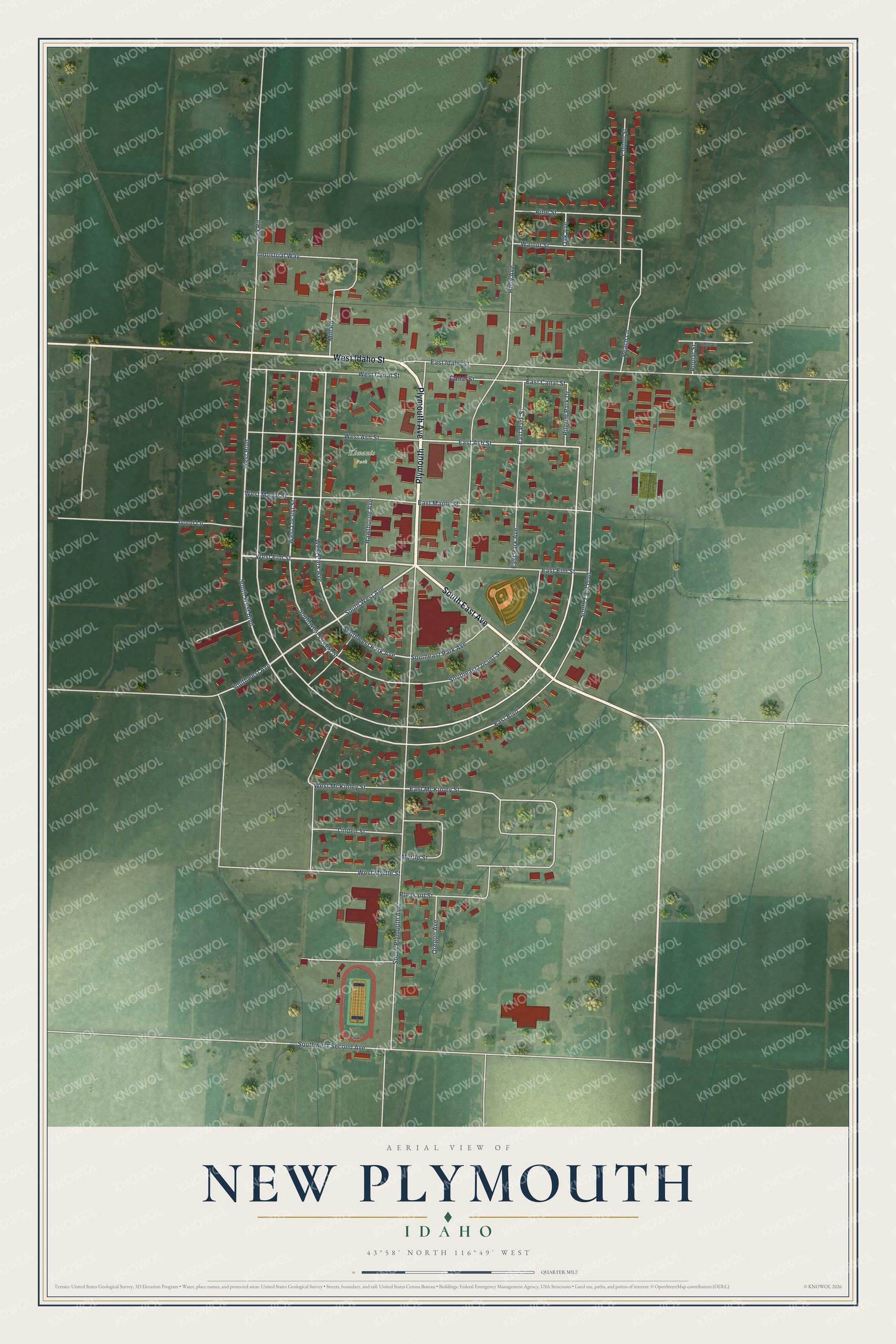 Watermarked full-map preview of New Plymouth, Idaho