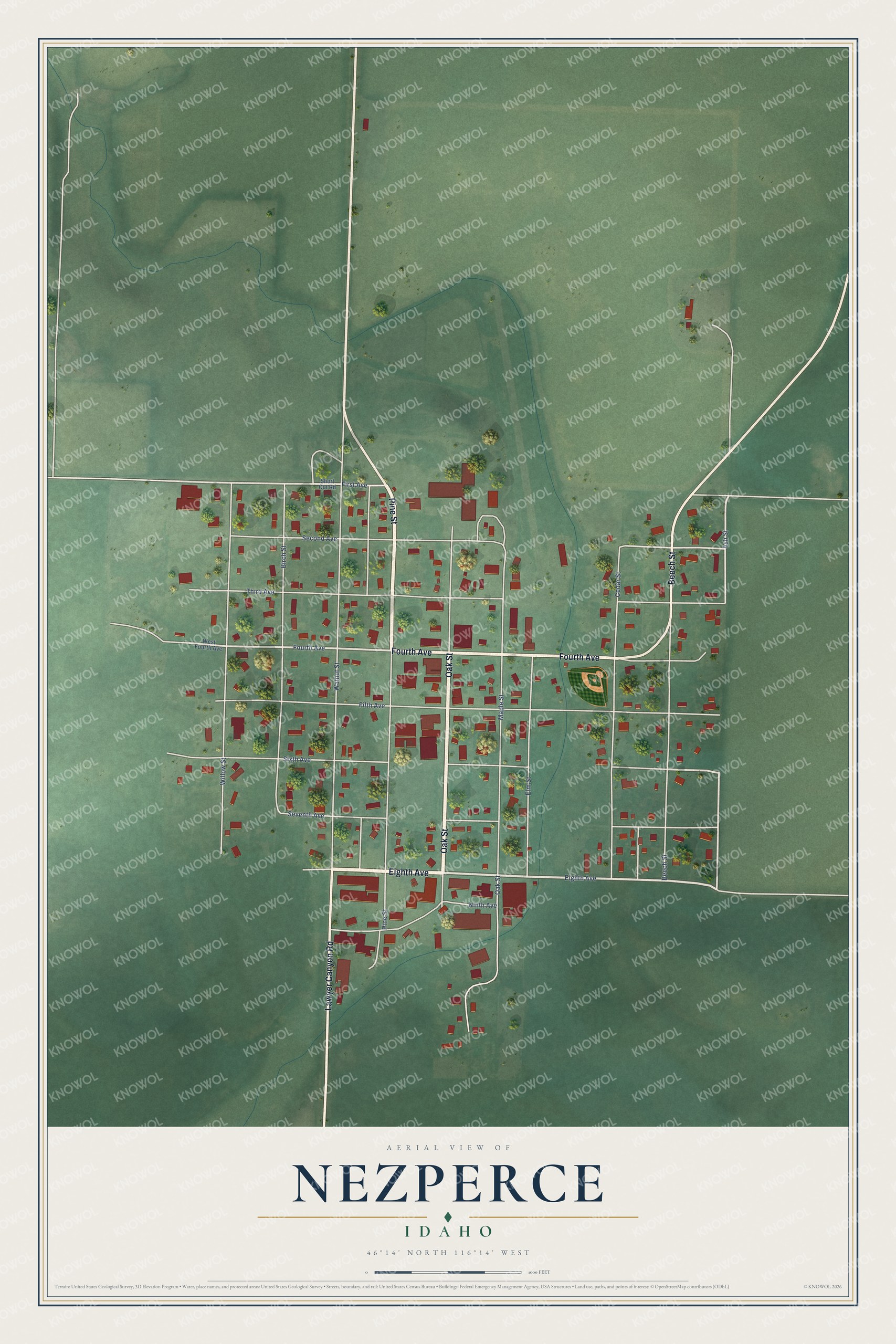 Watermarked full-map preview of Nezperce, Idaho