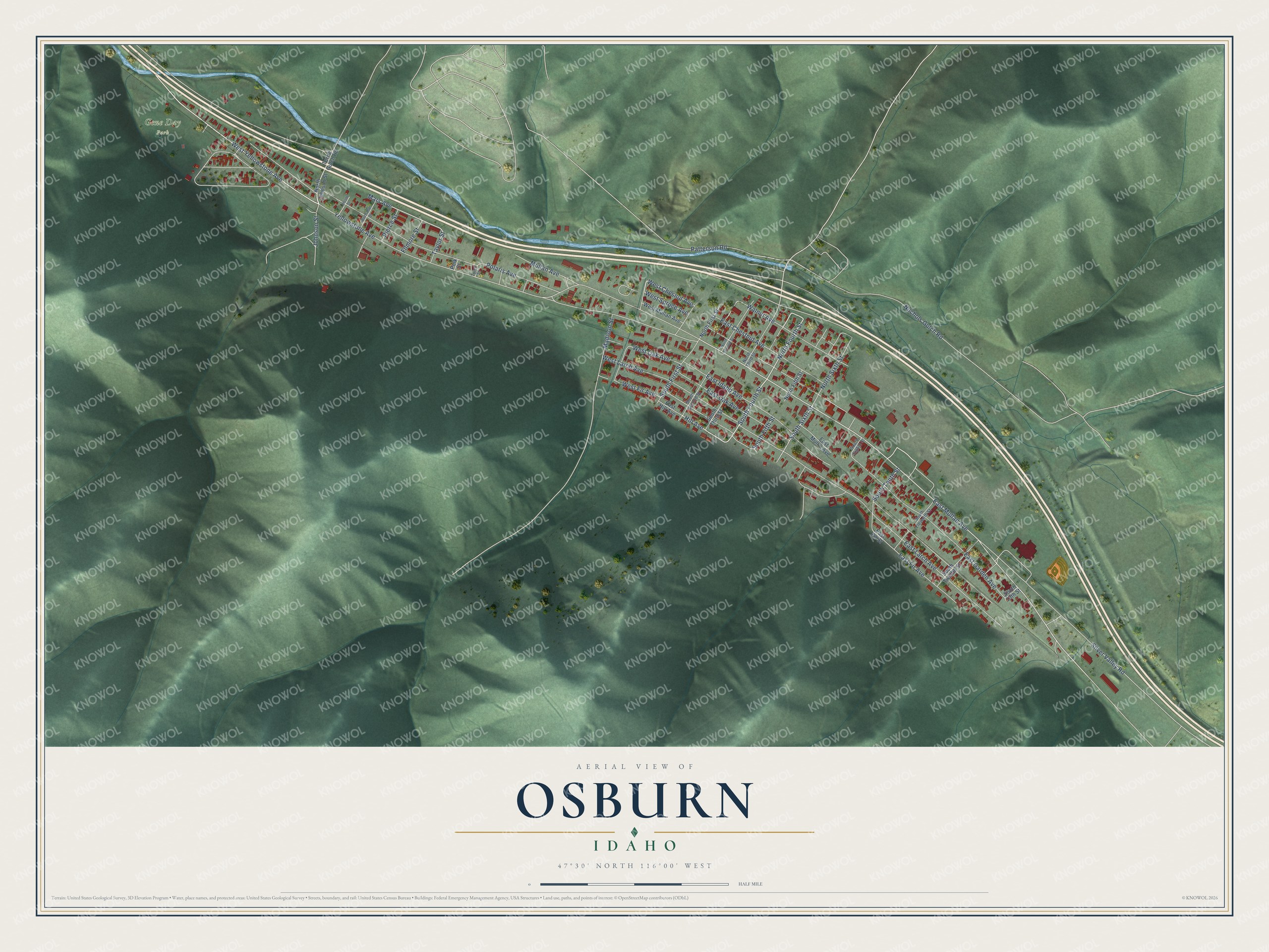 Watermarked full-map preview of Osburn, Idaho