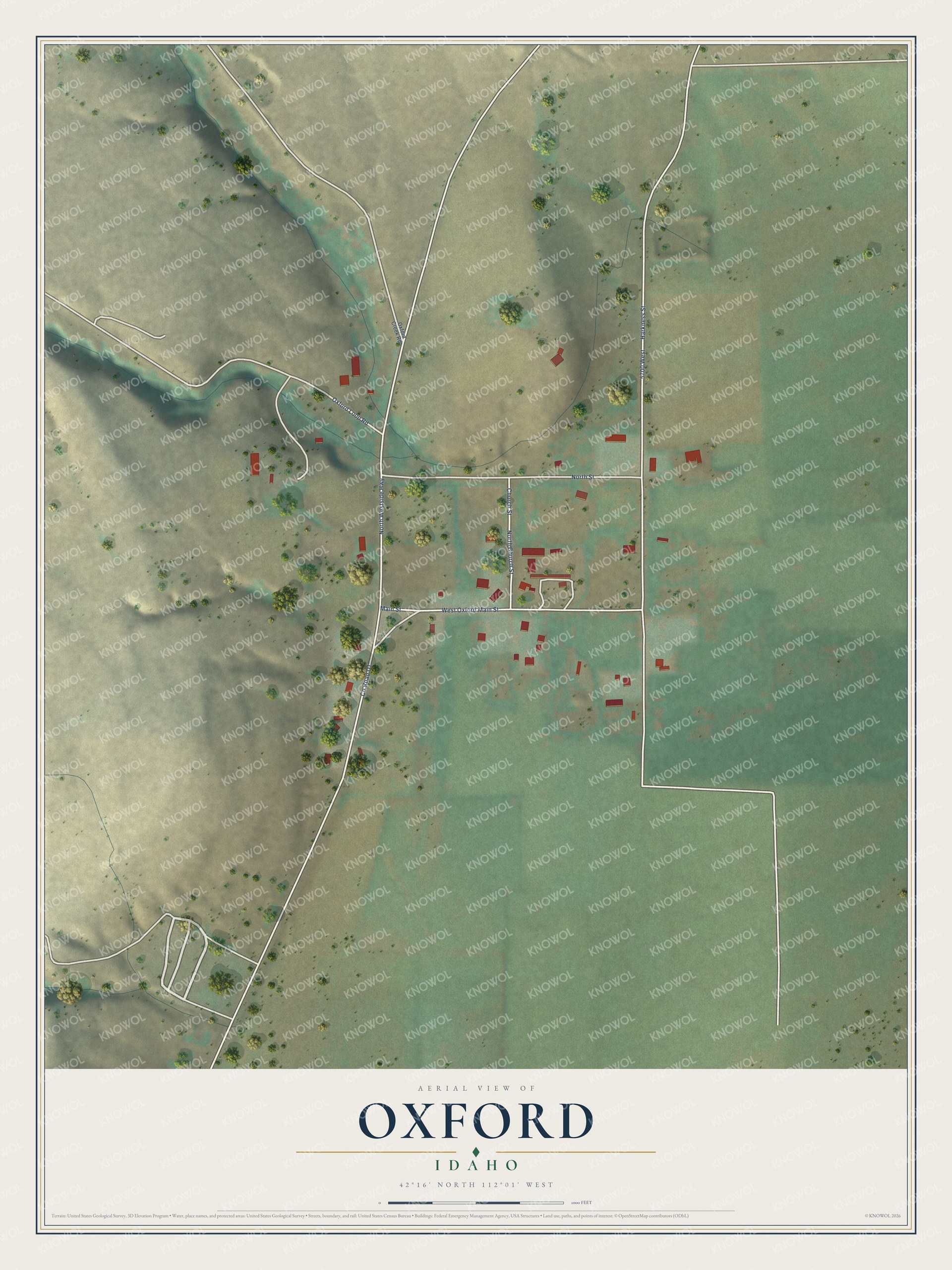 Watermarked full-map preview of Oxford, Idaho