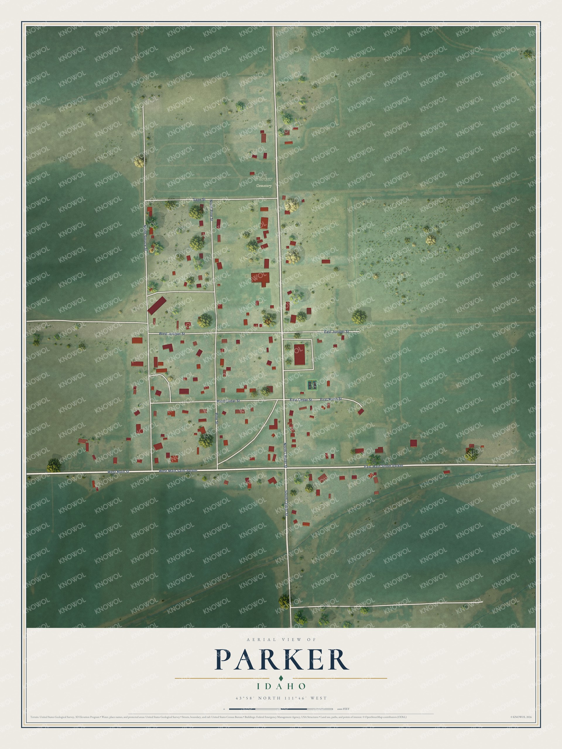 Watermarked full-map preview of Parker, Idaho