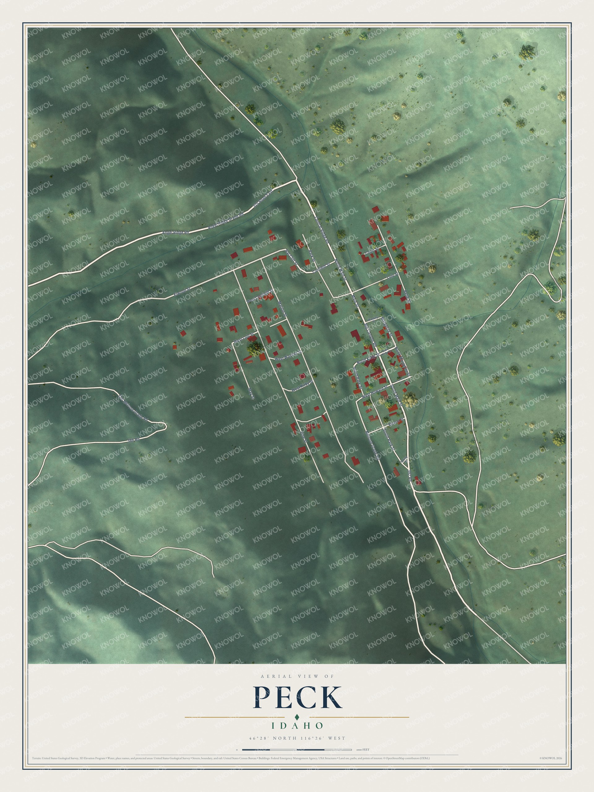 Watermarked full-map preview of Peck, Idaho