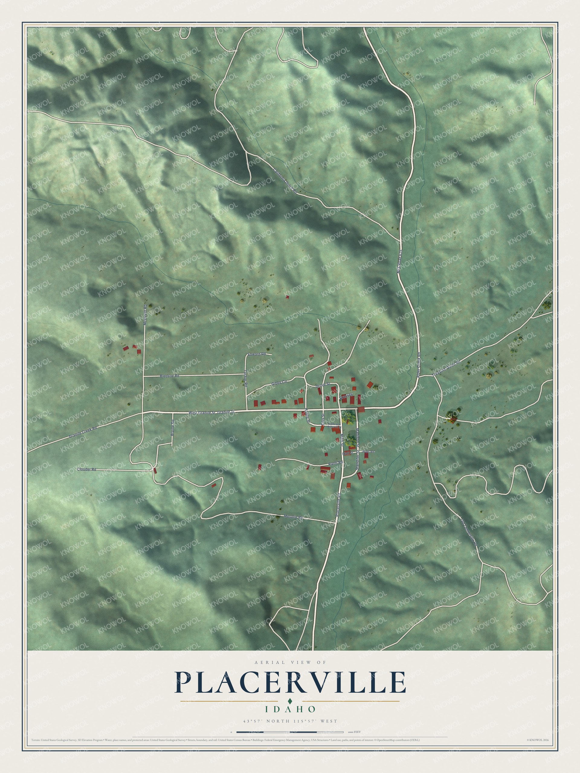 Watermarked full-map preview of Placerville, Idaho