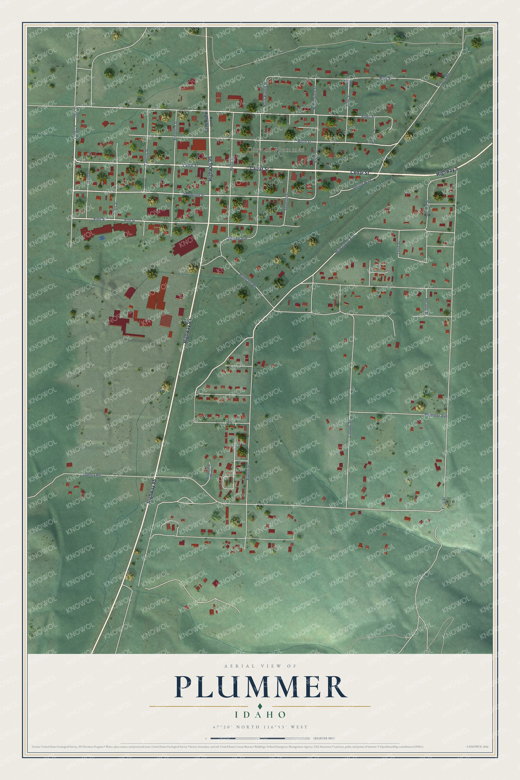 Watermarked full-map preview of Plummer, Idaho