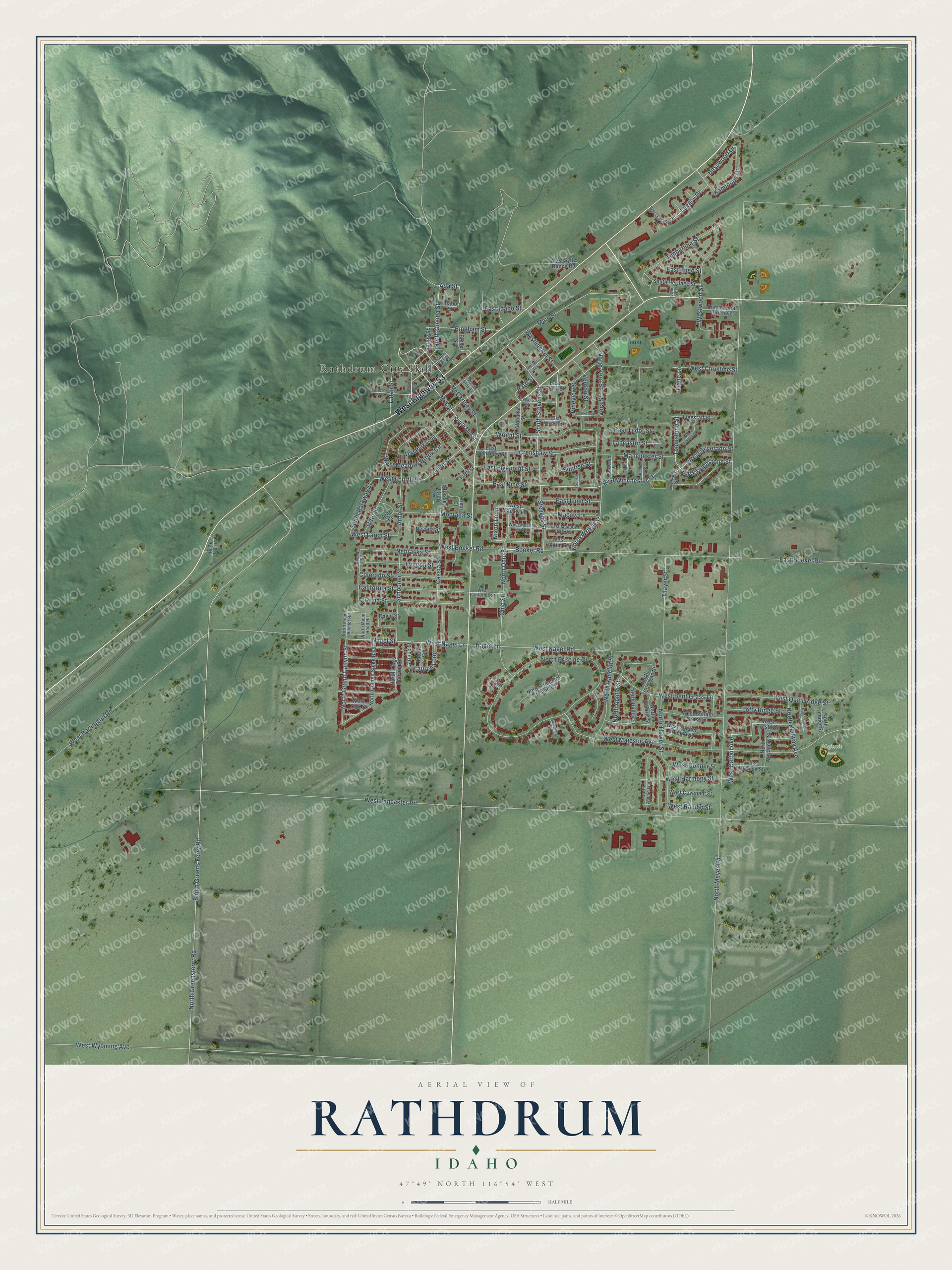 Watermarked full-map preview of Rathdrum, Idaho