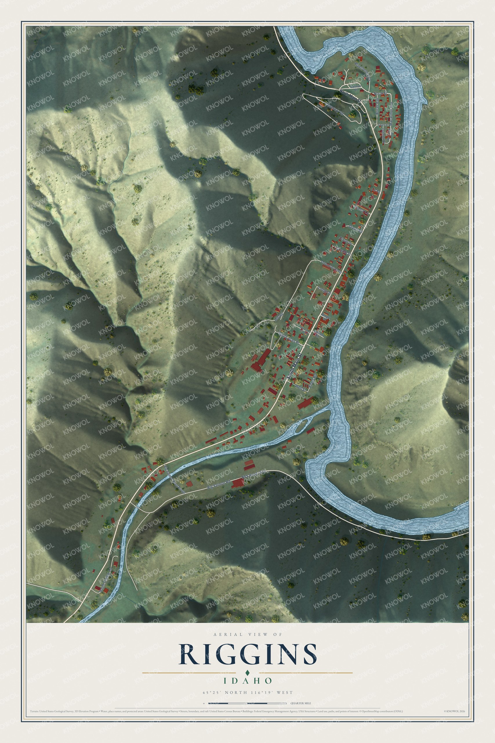 Watermarked full-map preview of Riggins, Idaho