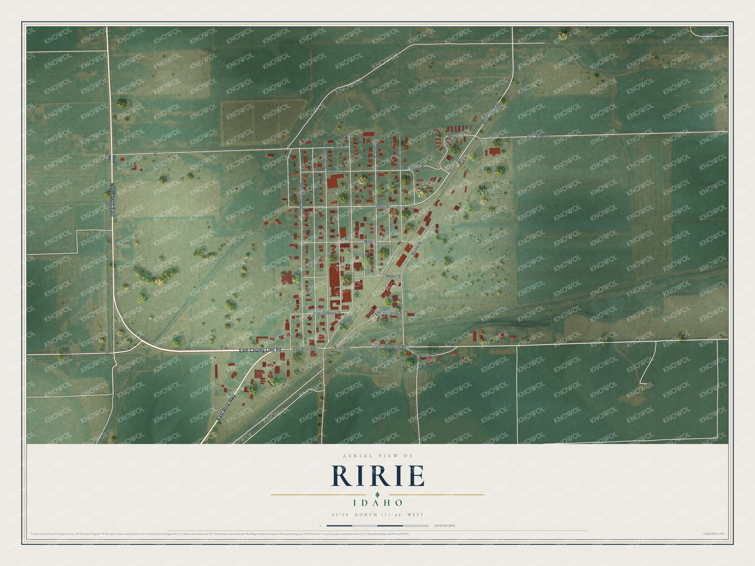 Watermarked full-map preview of Ririe, Idaho