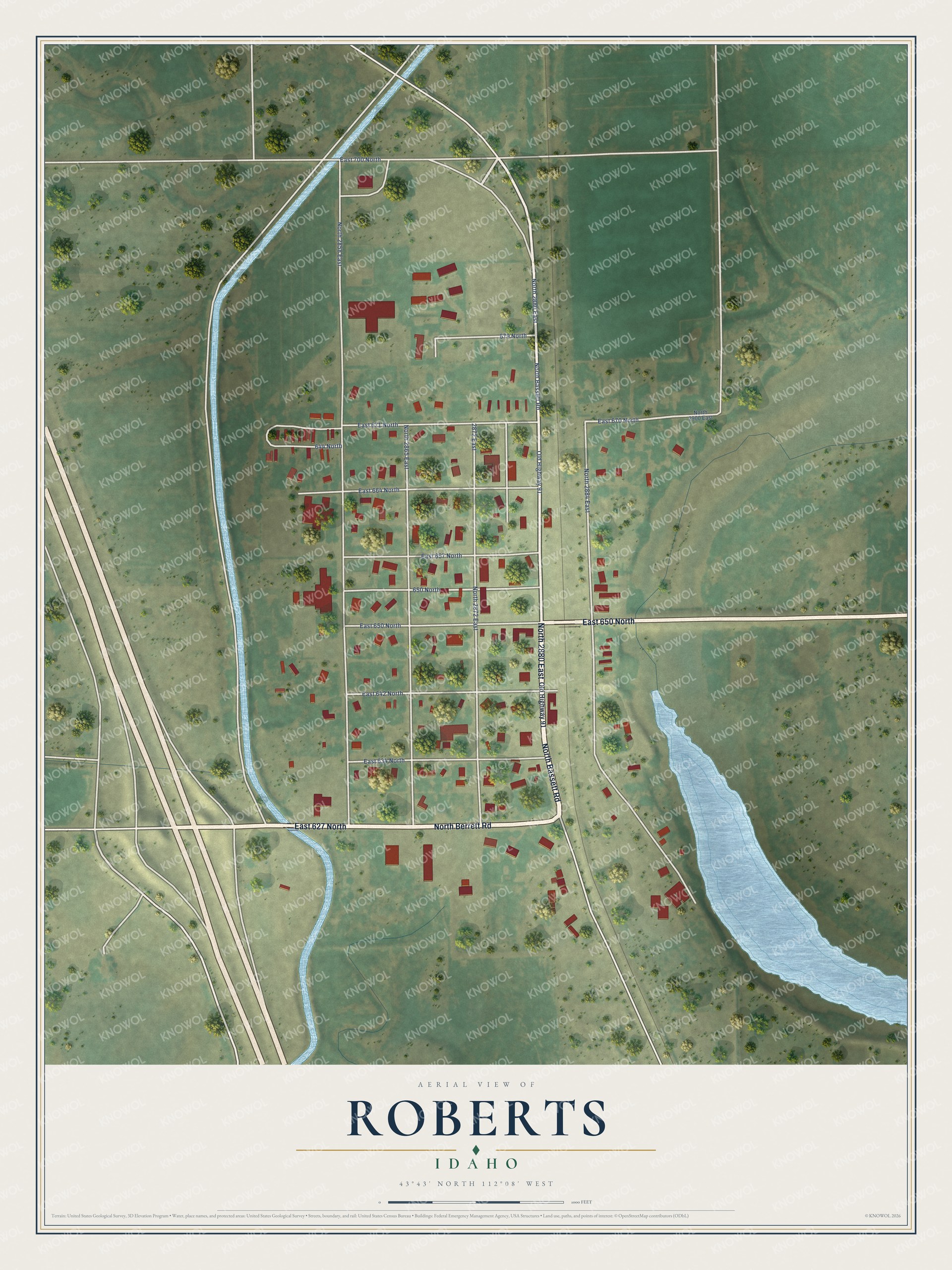 Watermarked full-map preview of Roberts, Idaho