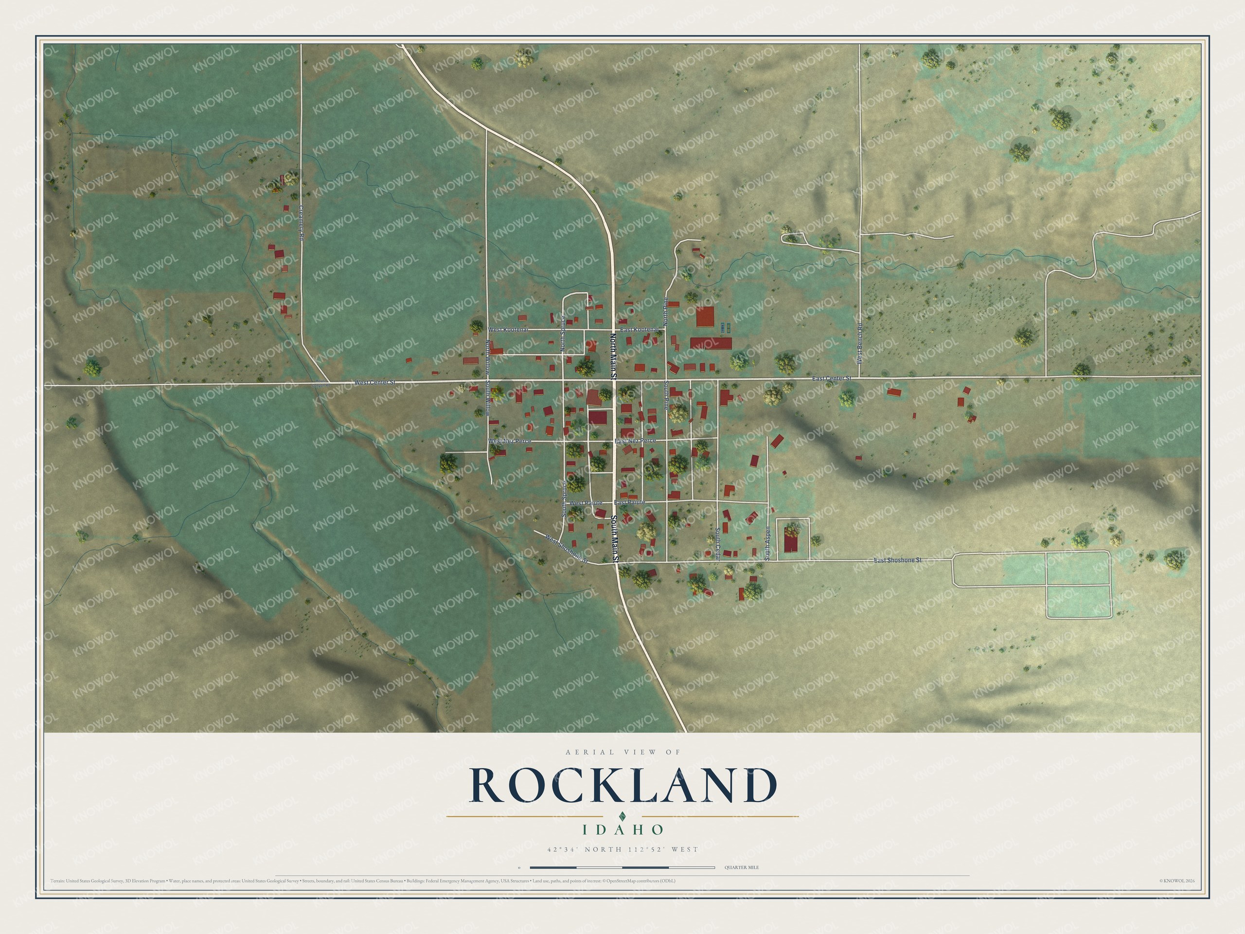 Watermarked full-map preview of Rockland, Idaho